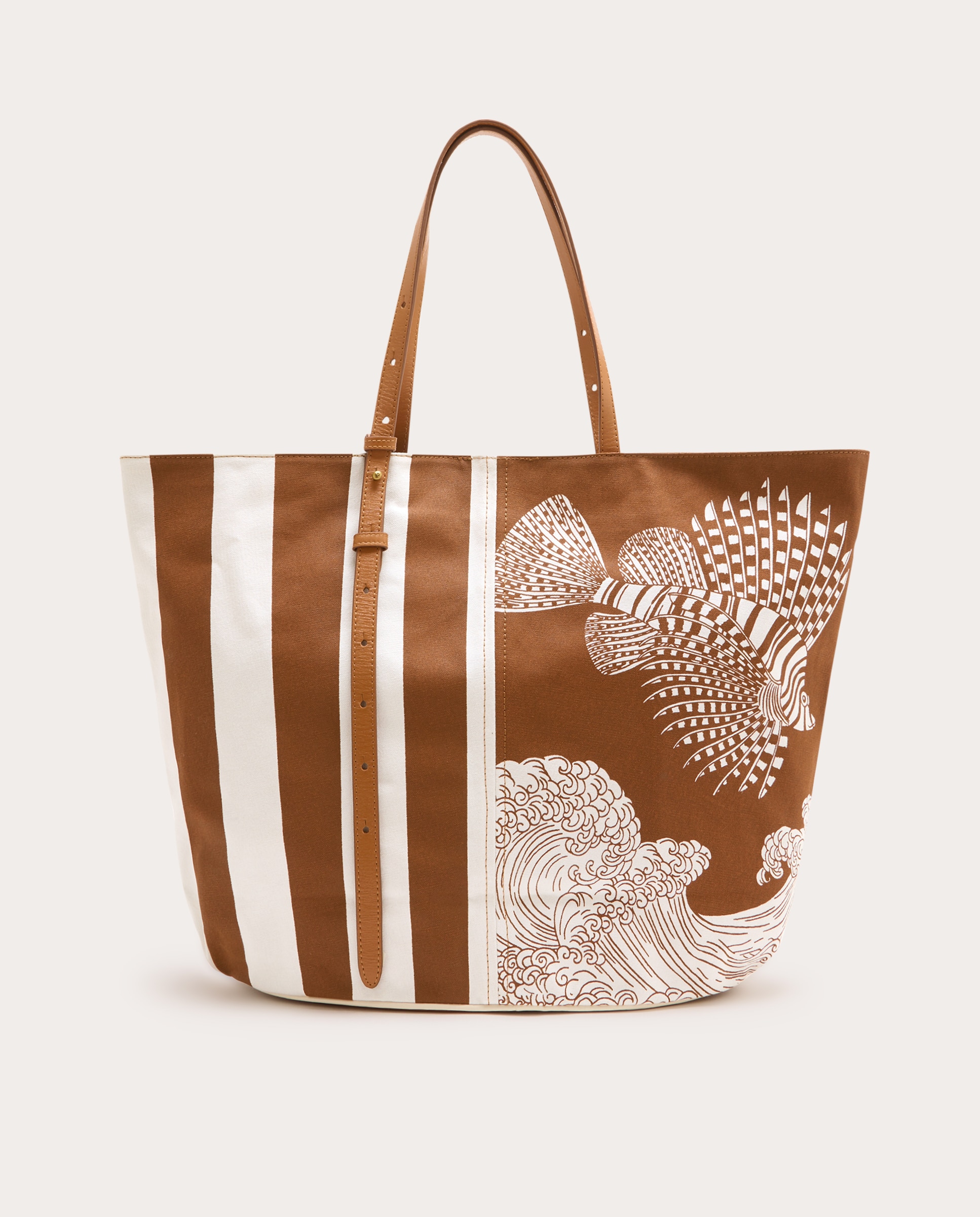 Mala shopper Poseidón de algodão Castanho-claro-2