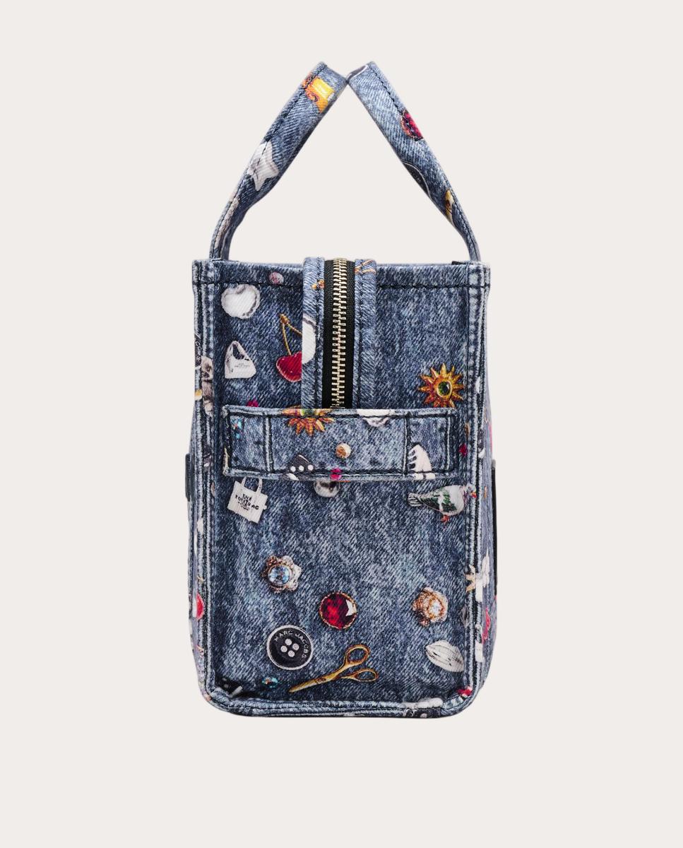 Mala shopper Tote Small em lona Azul-4