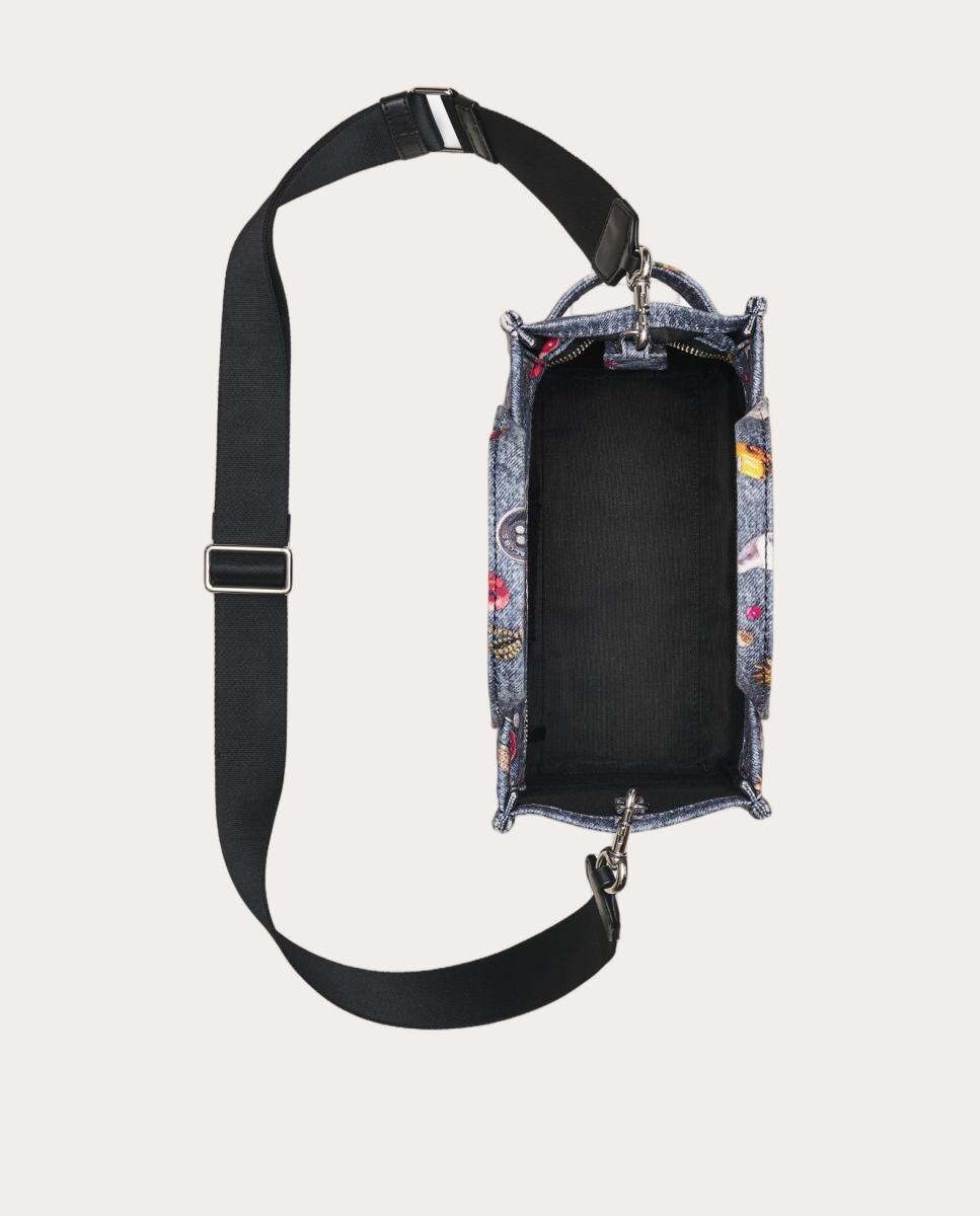 Mala shopper Tote Small em lona Azul-6