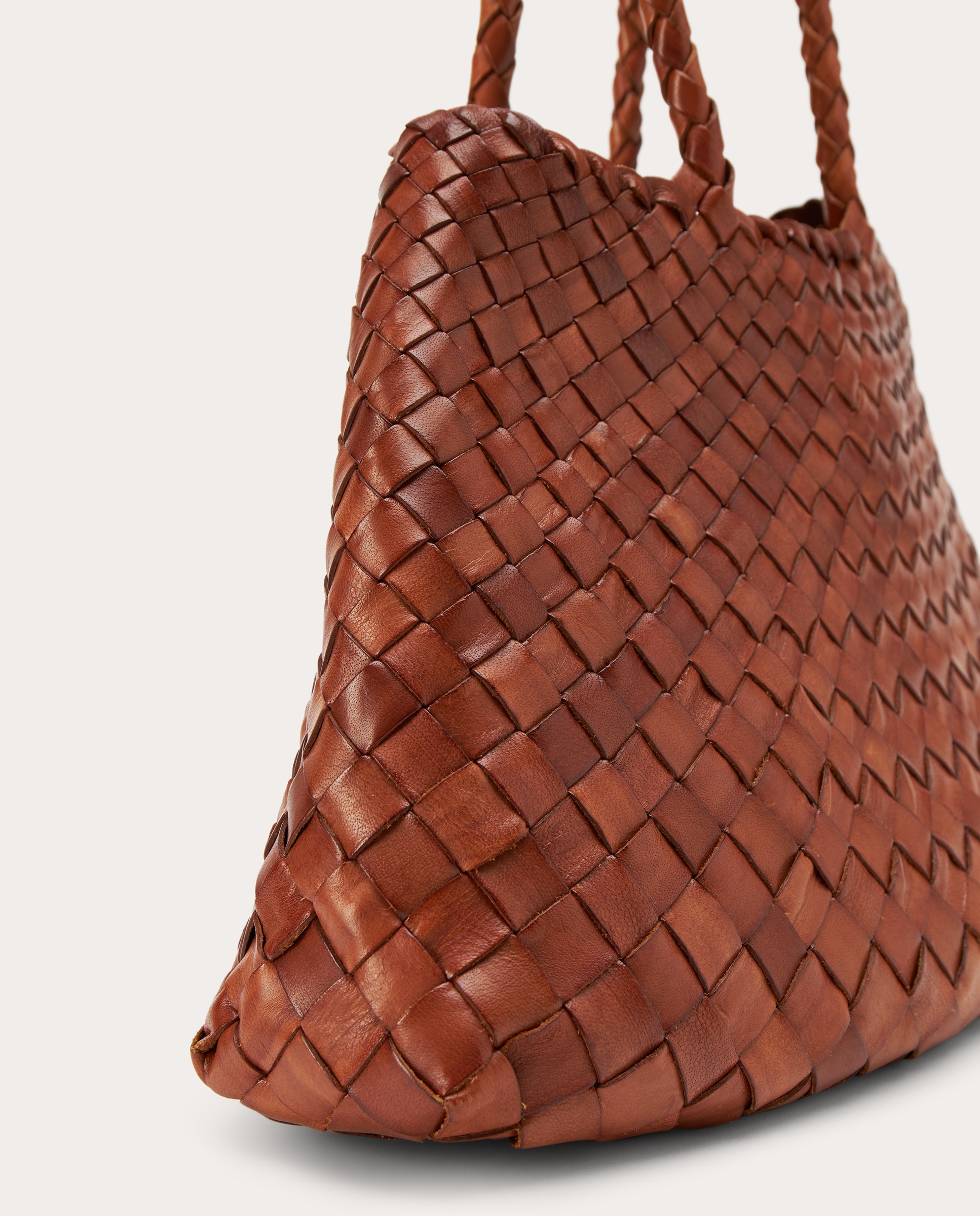 Mala Shopper Pequena Santa Cruz de Pele Castanho-3