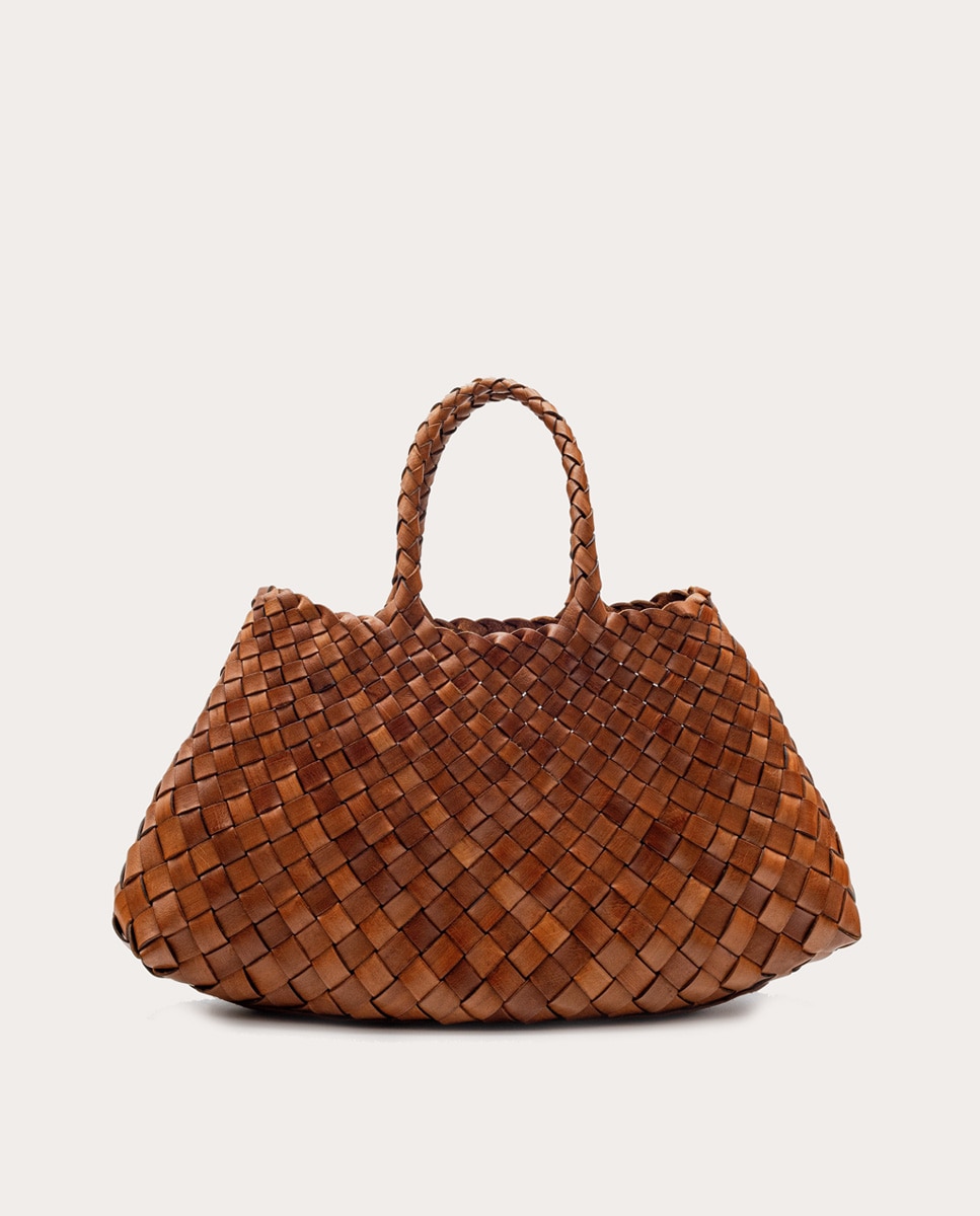Mala Shopper Pequena Santa Cruz de Pele Castanho-7