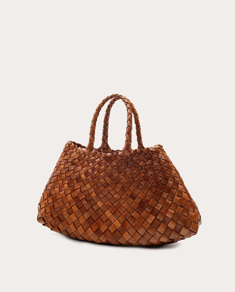 Mala Shopper Pequena Santa Cruz de Pele Castanho-9