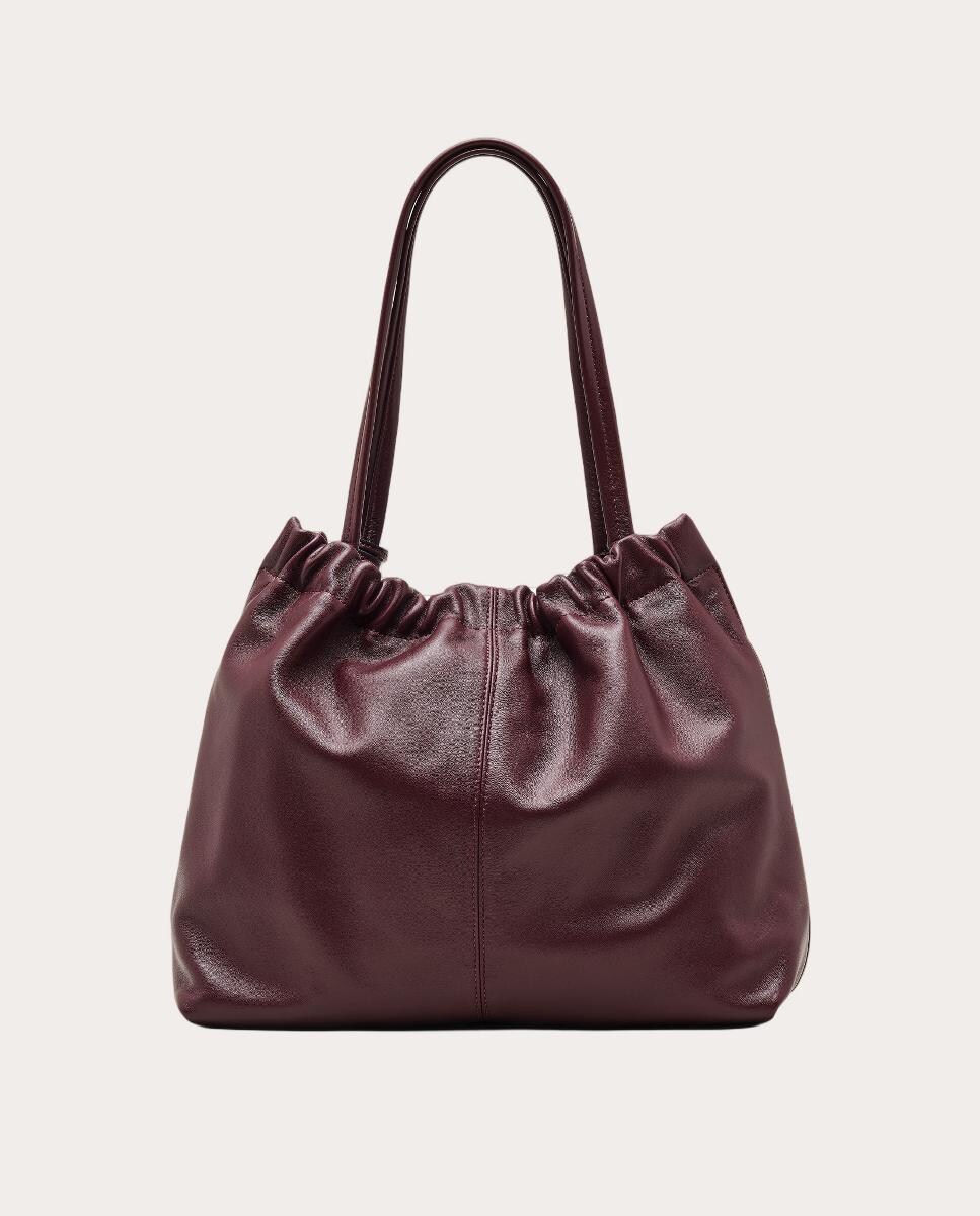 Mala de Ombro Tipo Hobo de Camurça Bordeaux-4