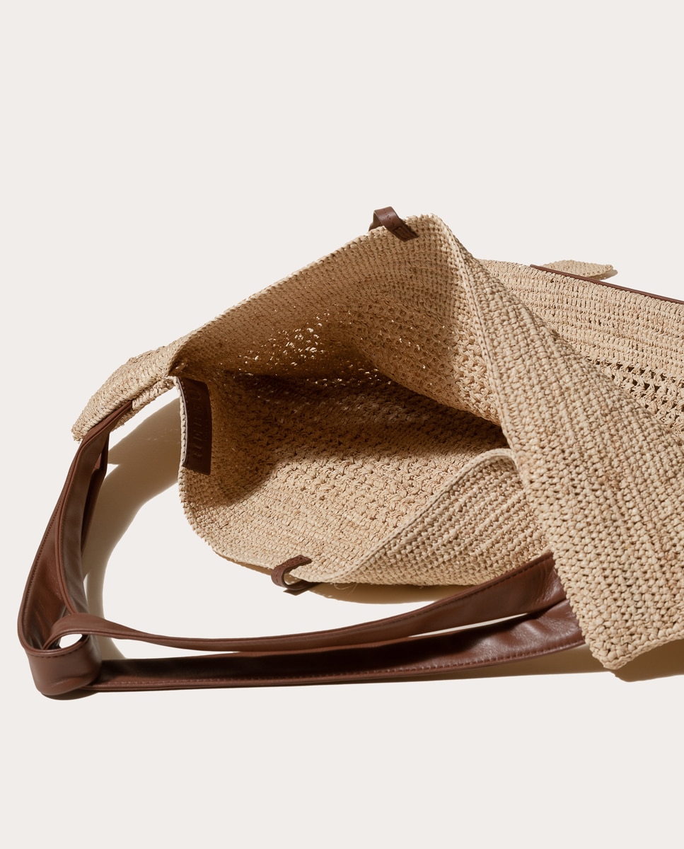 Mala Shopper Cador de Ráfia Castanho-claro-2