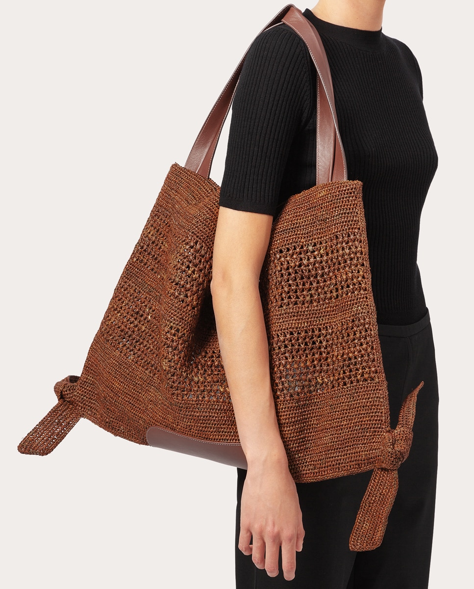 Mala Shopper Cador de Ráfia Castanho-2
