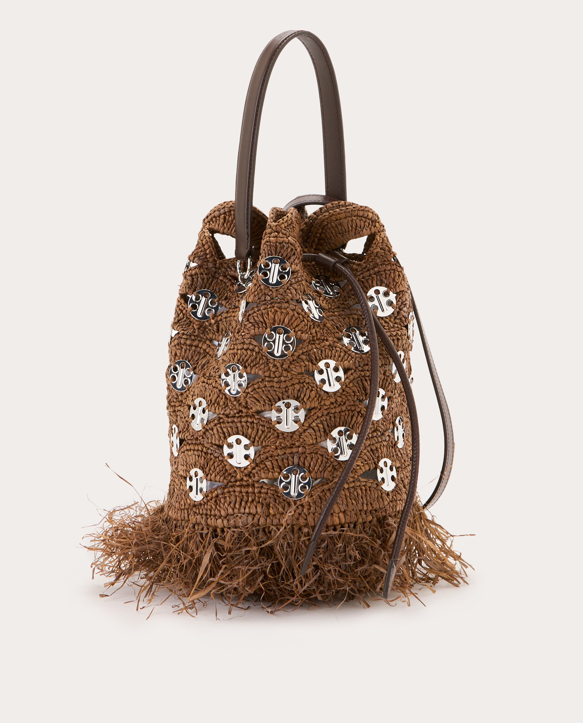 Imagen 2 de Bolso bucket de rafia con discos 1969 - Marrón Marrón