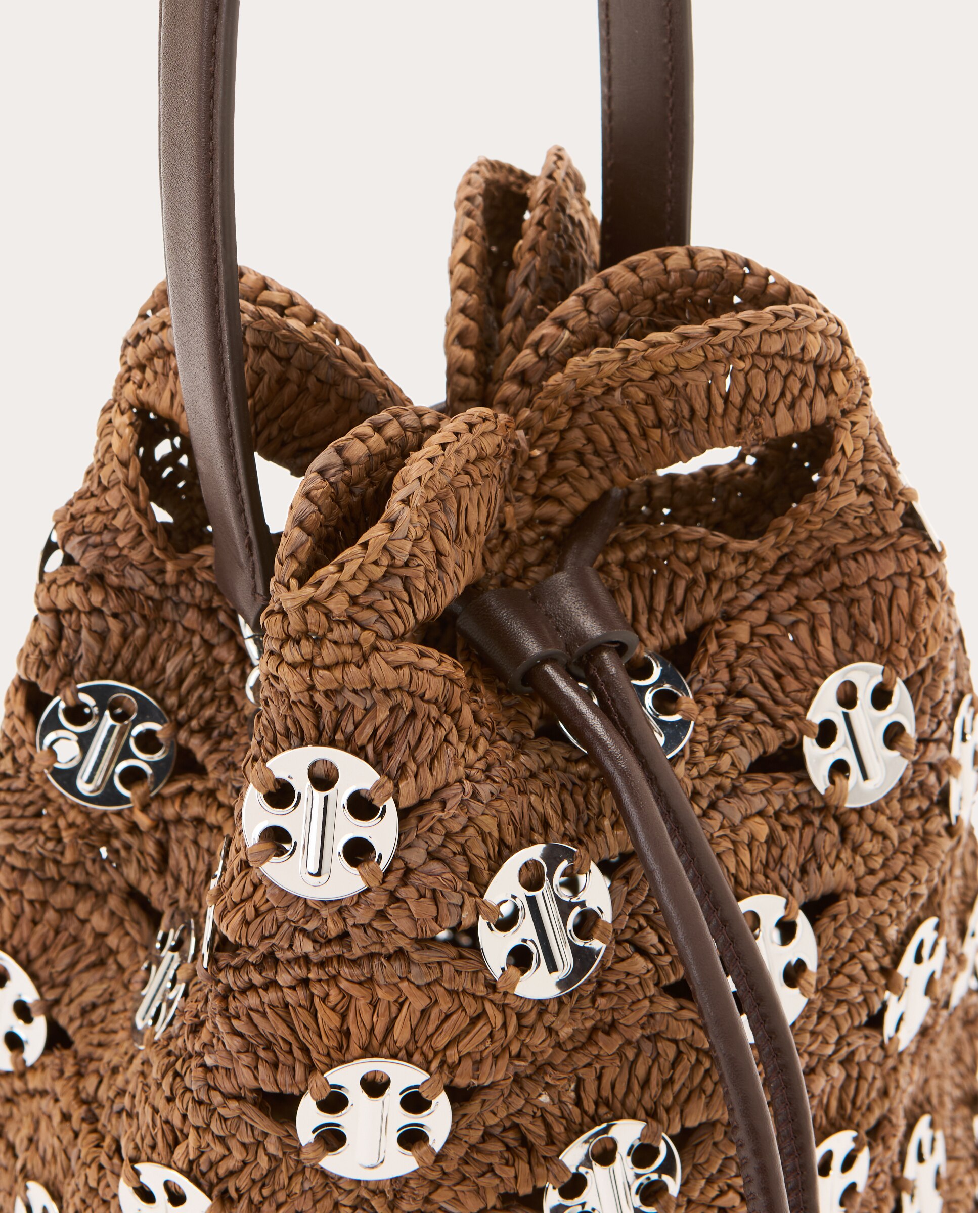 Imagen 3 de Bolso bucket de rafia con discos 1969 - Marrón Marrón