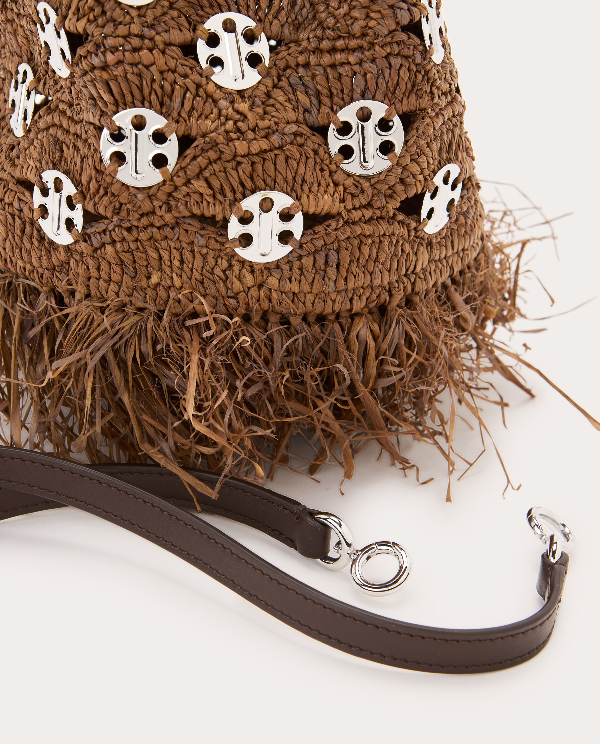 Imagen 4 de Bolso bucket de rafia con discos 1969 - Marrón Marrón
