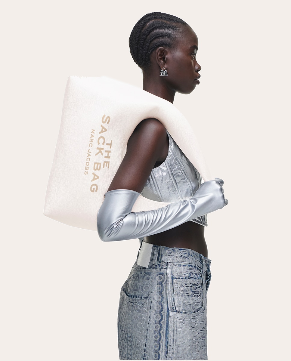 Mala de Ombro The Sack em Pele Branco-6
