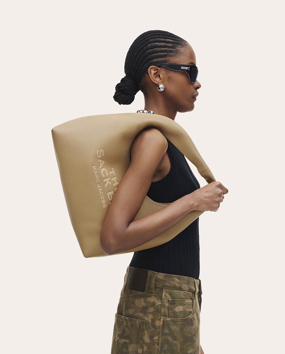Bolso de hombro The Sack de piel Camel Camel-2