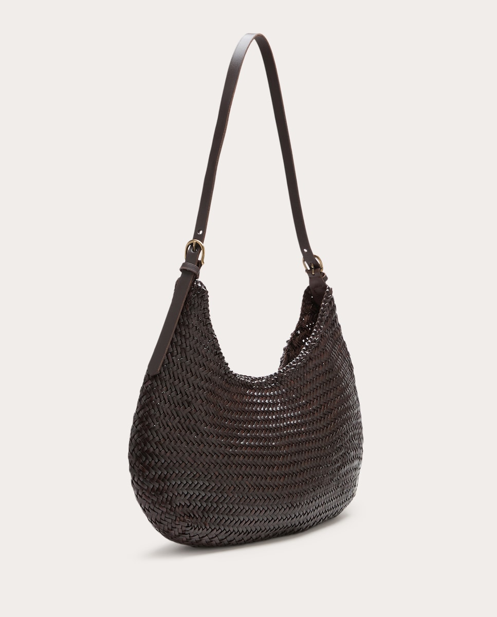 Mala de Ombro Luna Piena em Pele Castanho-escuro-2