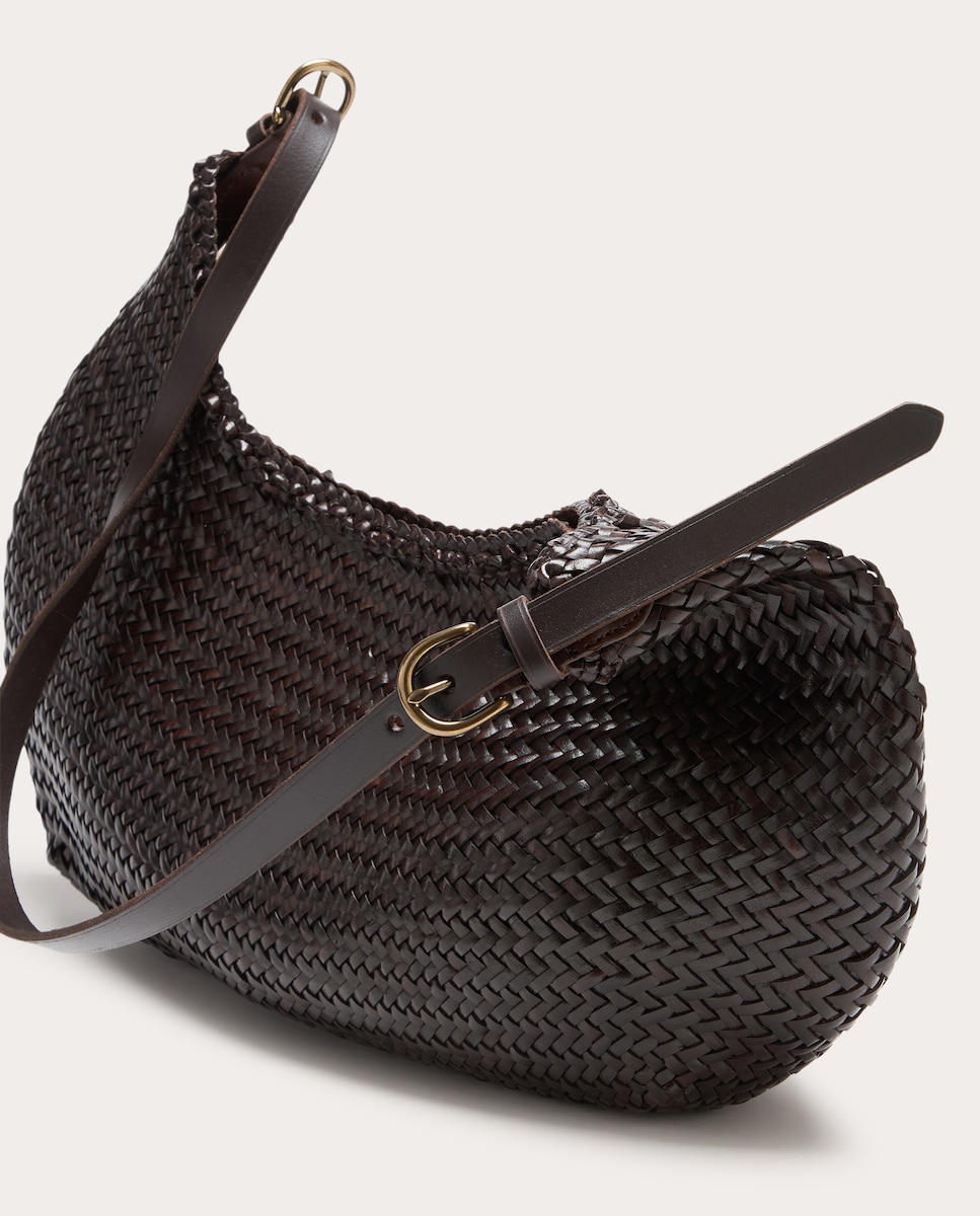 Mala de Ombro Luna Piena em Pele Castanho-escuro-3