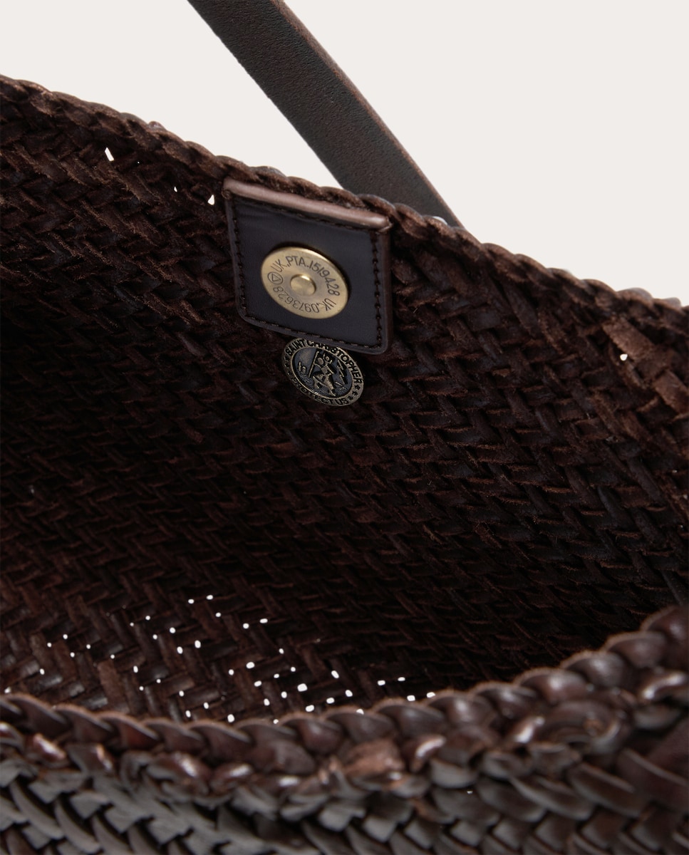 Mala de Ombro Luna Piena em Pele Castanho-escuro-4