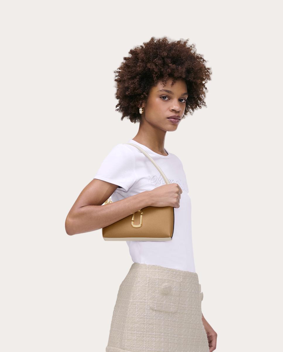 Mala de Ombro Pochette em Pele Camel-5
