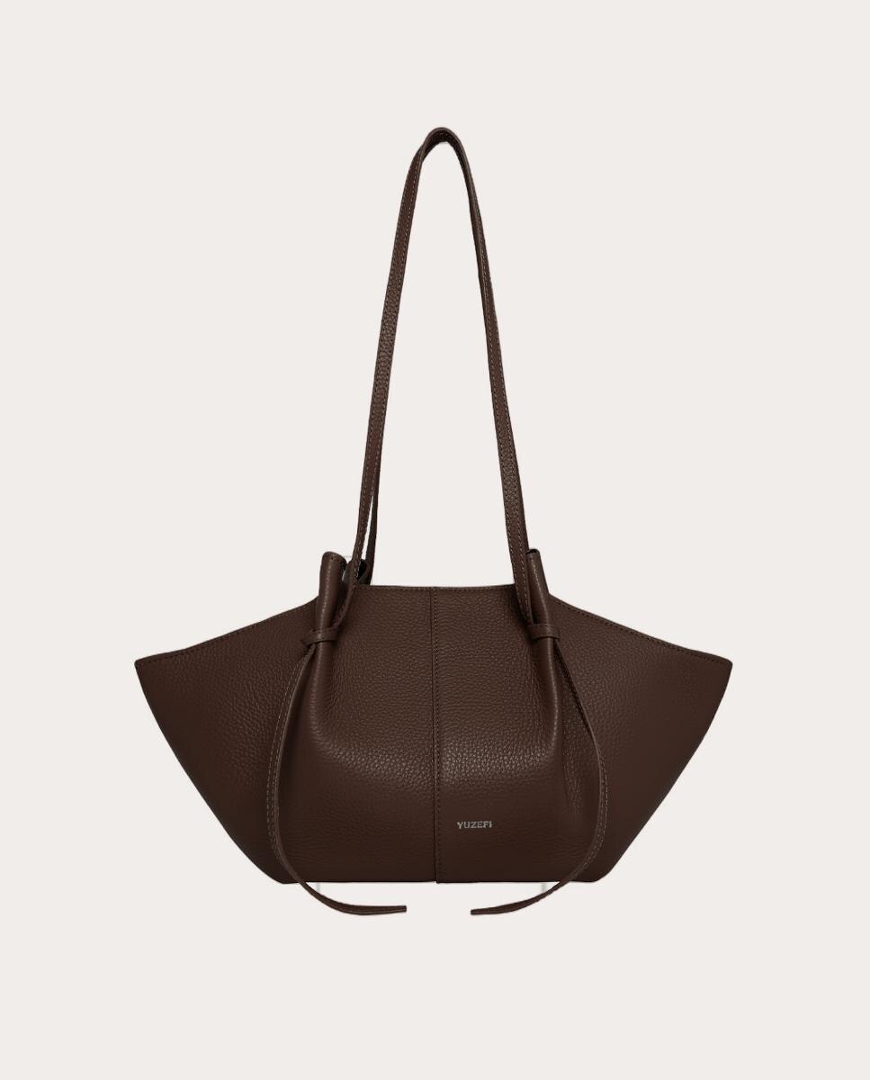 Bolso shopping Mochi de piel - Marrón oscuro Marrón oscuro-1