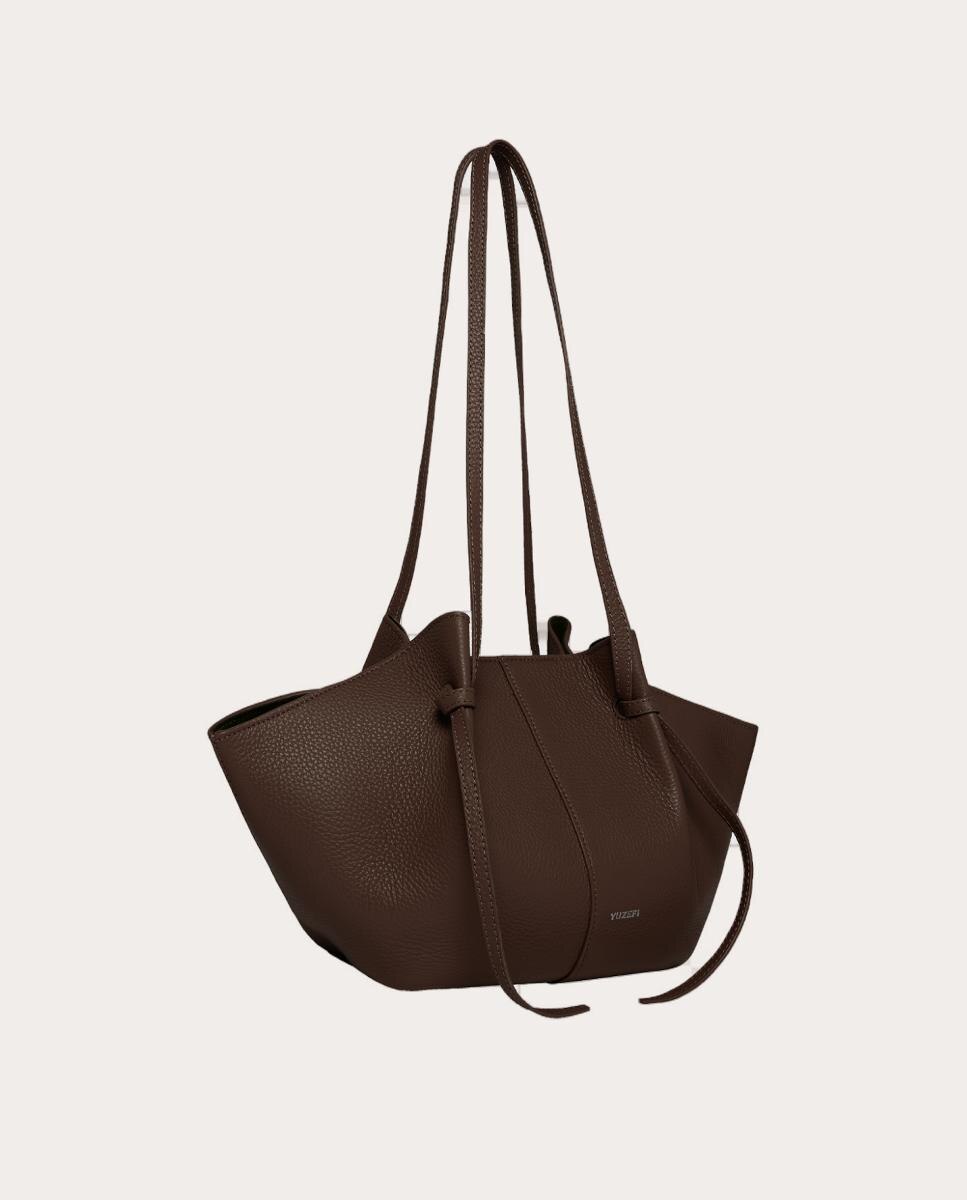 Bolso shopping Mochi de piel - Marrón oscuro Marrón oscuro-2