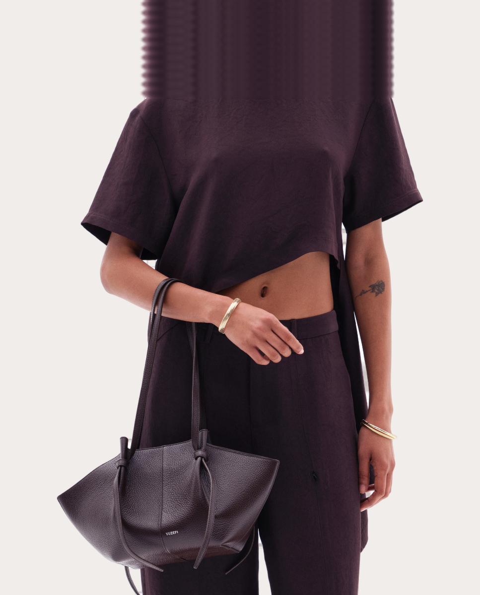 Bolso shopping Mochi de piel - Marrón oscuro Marrón oscuro-4
