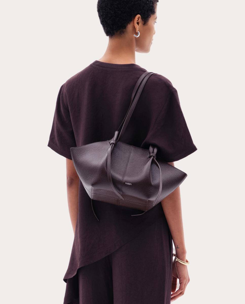 Bolso shopping Mochi de piel - Marrón oscuro Marrón oscuro-5