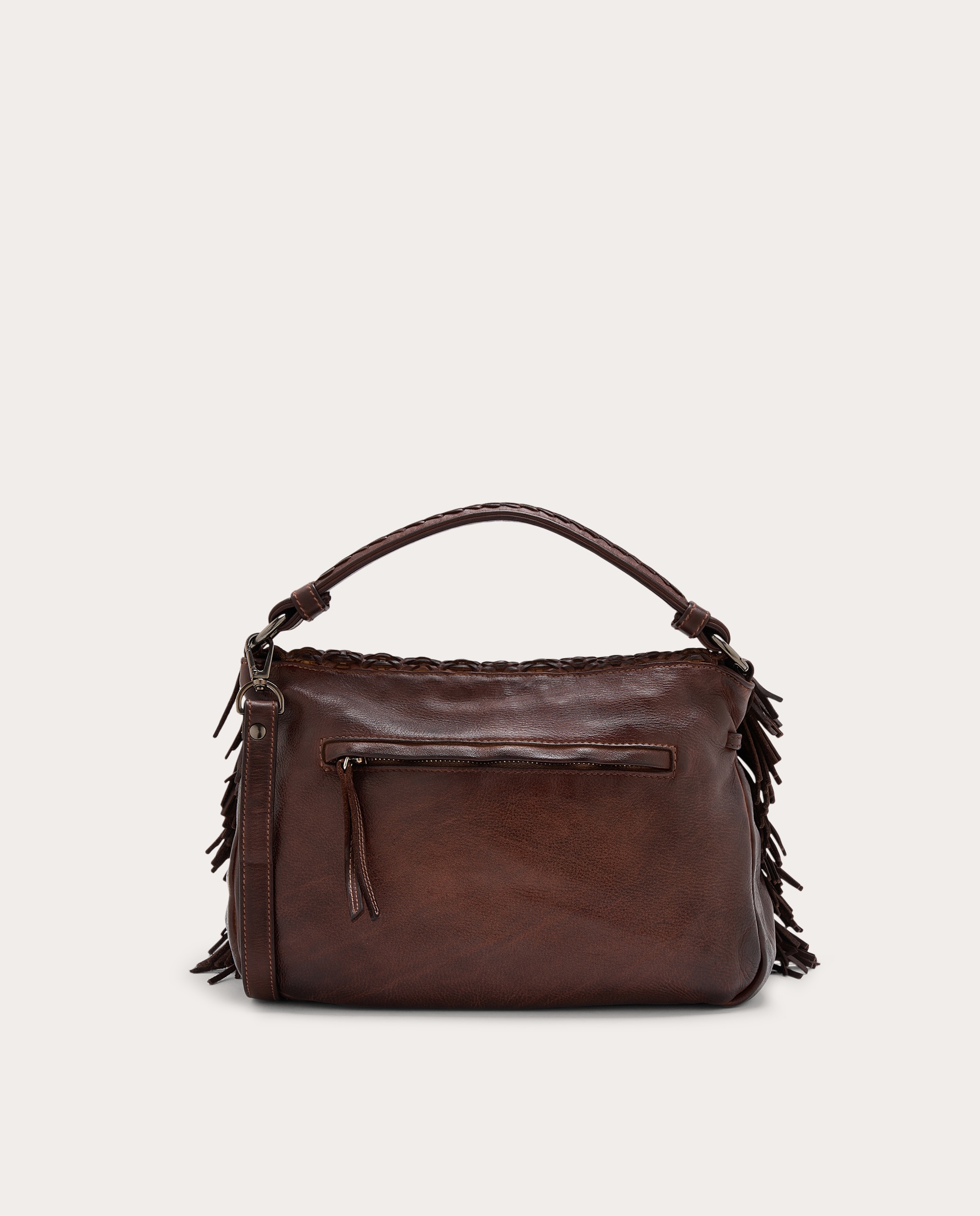 Bolso de hombro trenzado de piel - Marrón Marrón-2