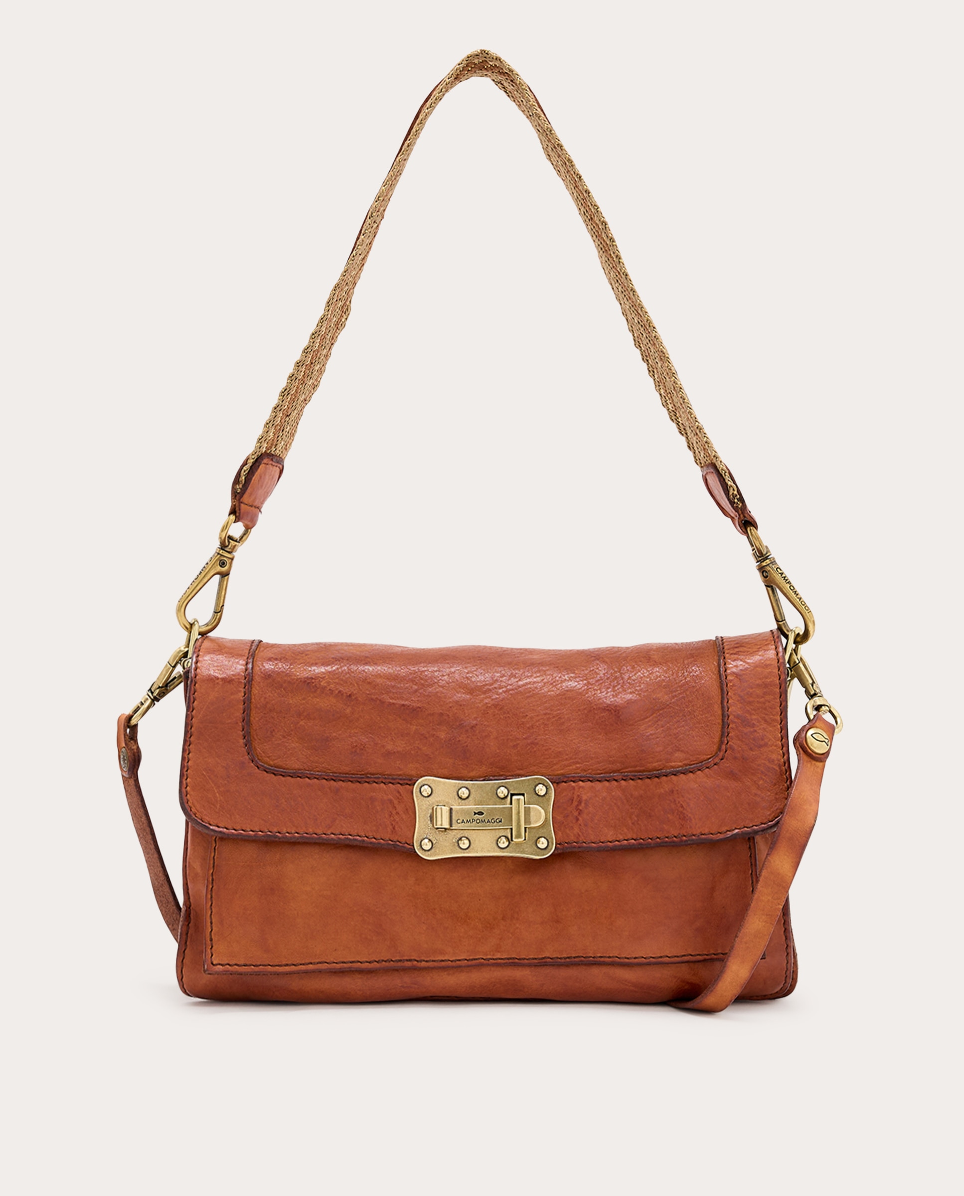 Bolso bandolera Agnes de piel - Marrón claro Marrón claro-1