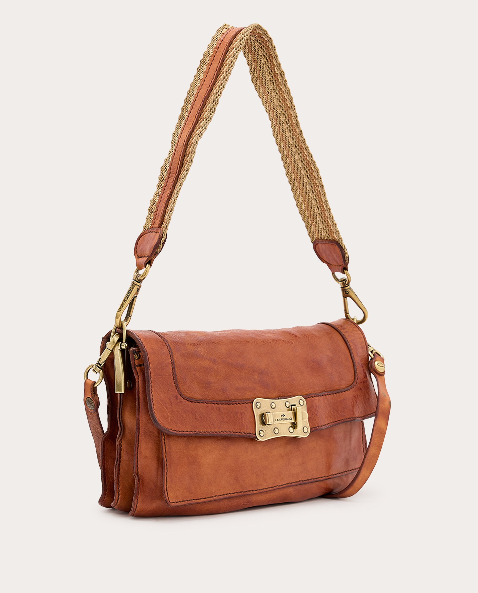 Bolso bandolera Agnes de piel - Marrón claro Marrón claro-3