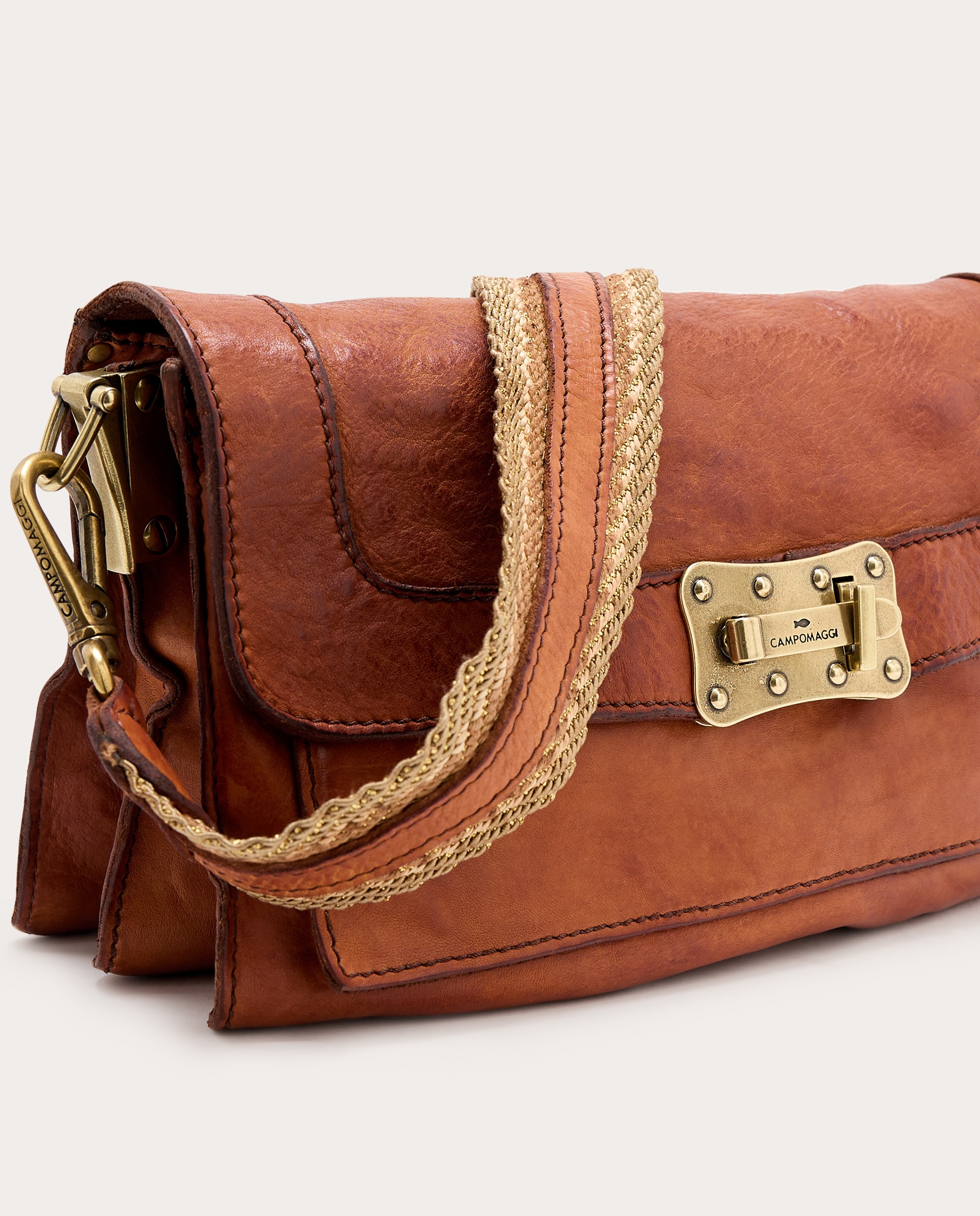 Bolso bandolera Agnes de piel - Marrón claro Marrón claro-4