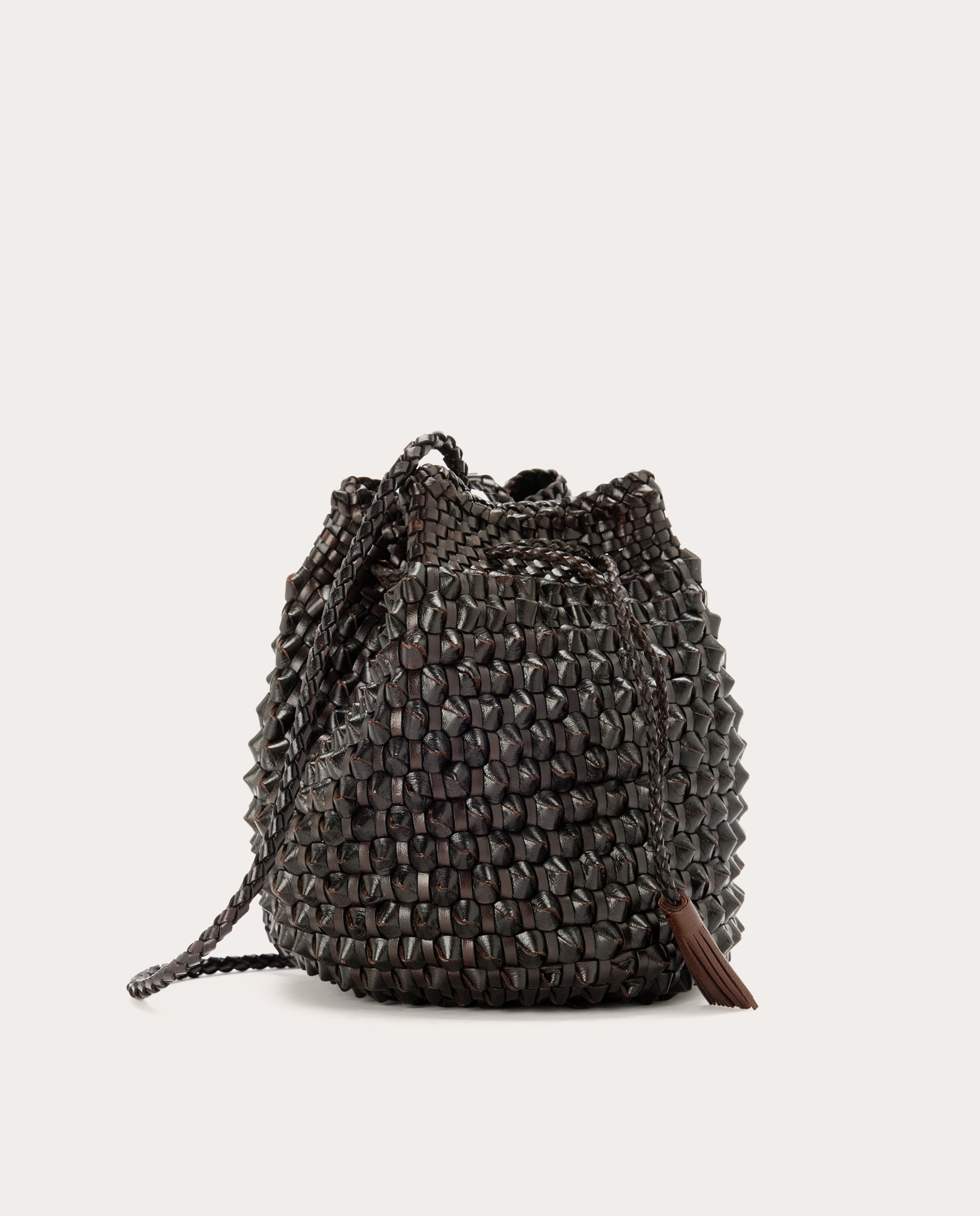 Imagen 2 de Bolso tipo saco Pompon Double de piel - Marrón oscuro Marrón oscuro