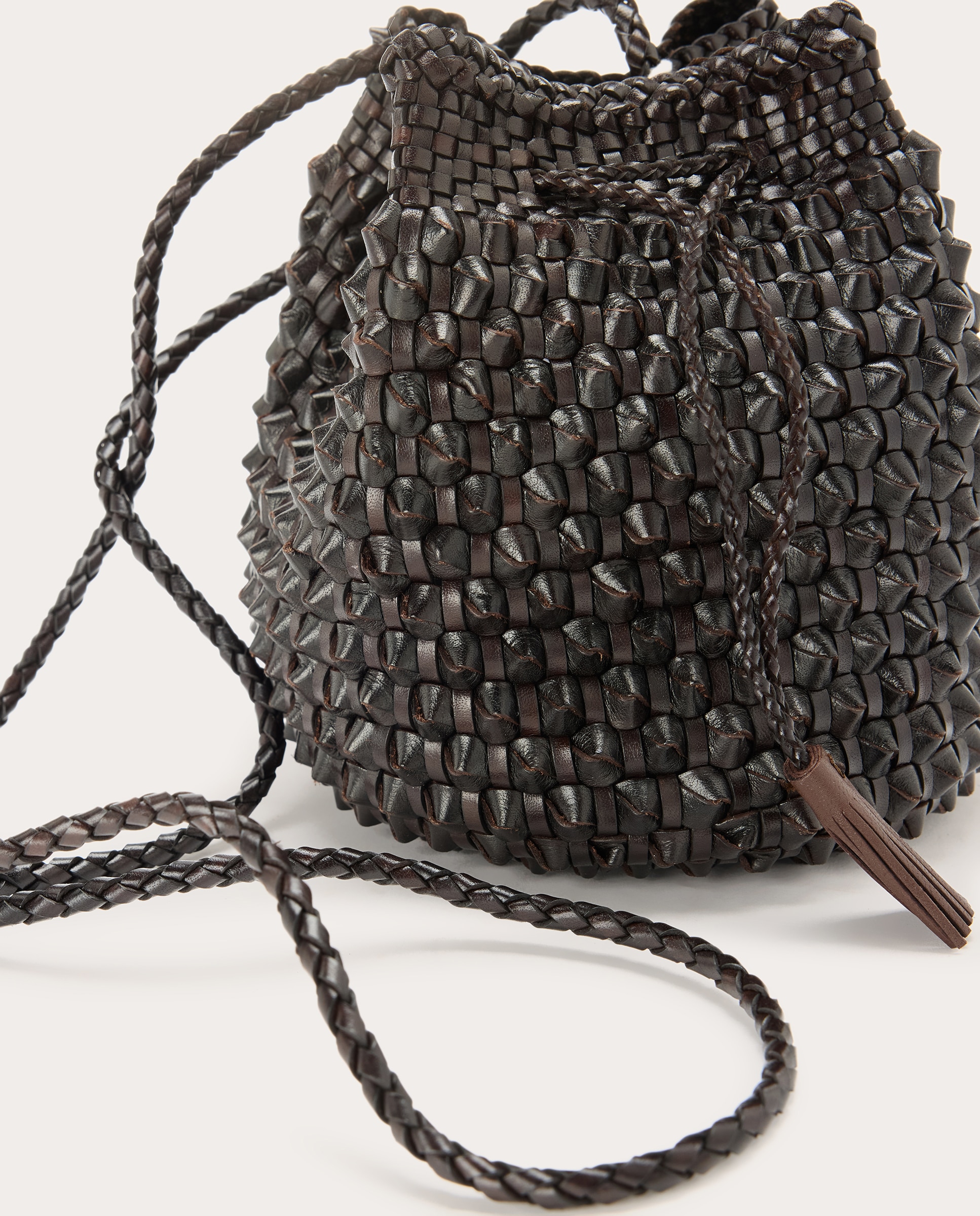 Imagen 3 de Bolso tipo saco Pompon Double de piel - Marrón oscuro Marrón oscuro