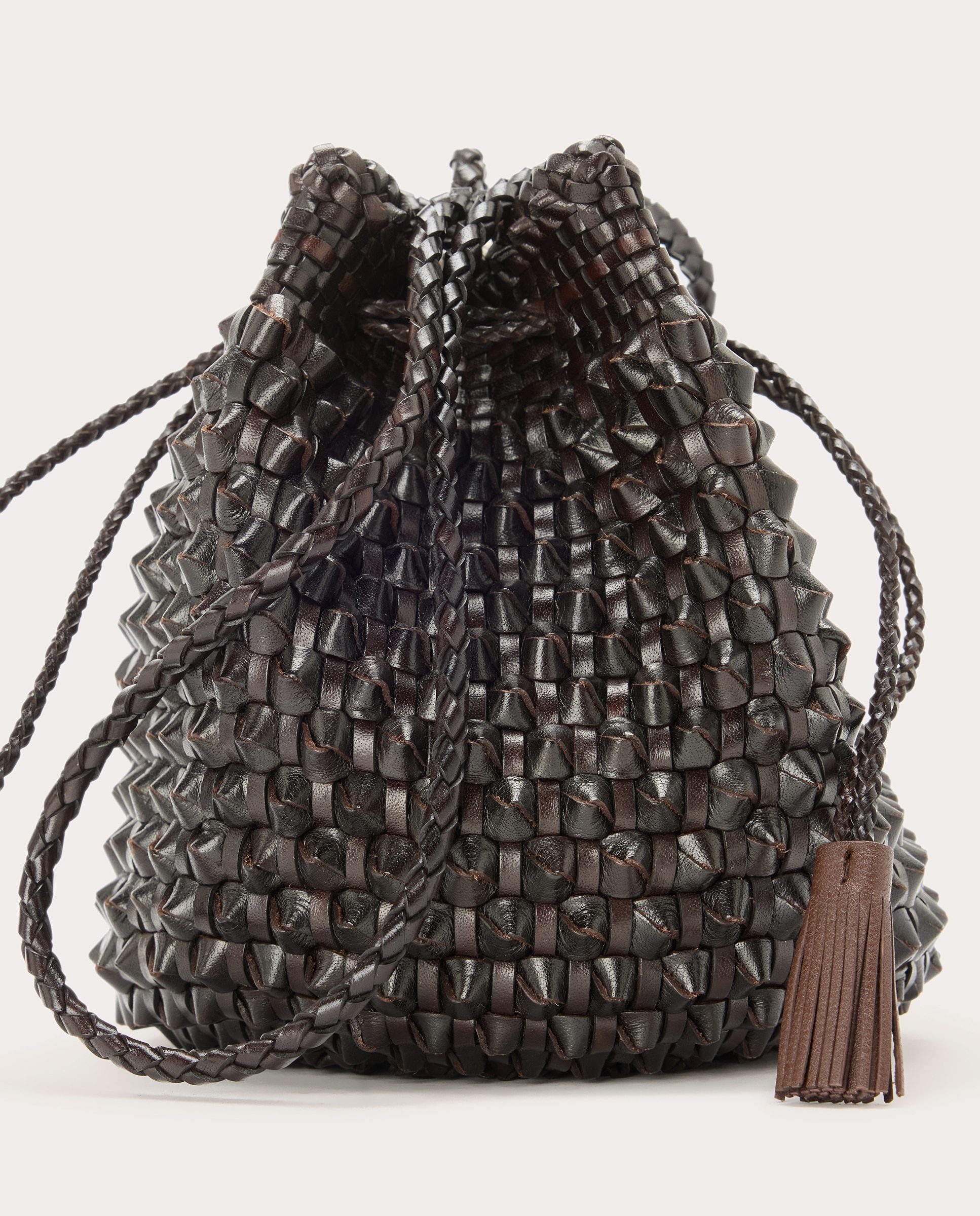Imagen 4 de Bolso tipo saco Pompon Double de piel - Marrón oscuro Marrón oscuro