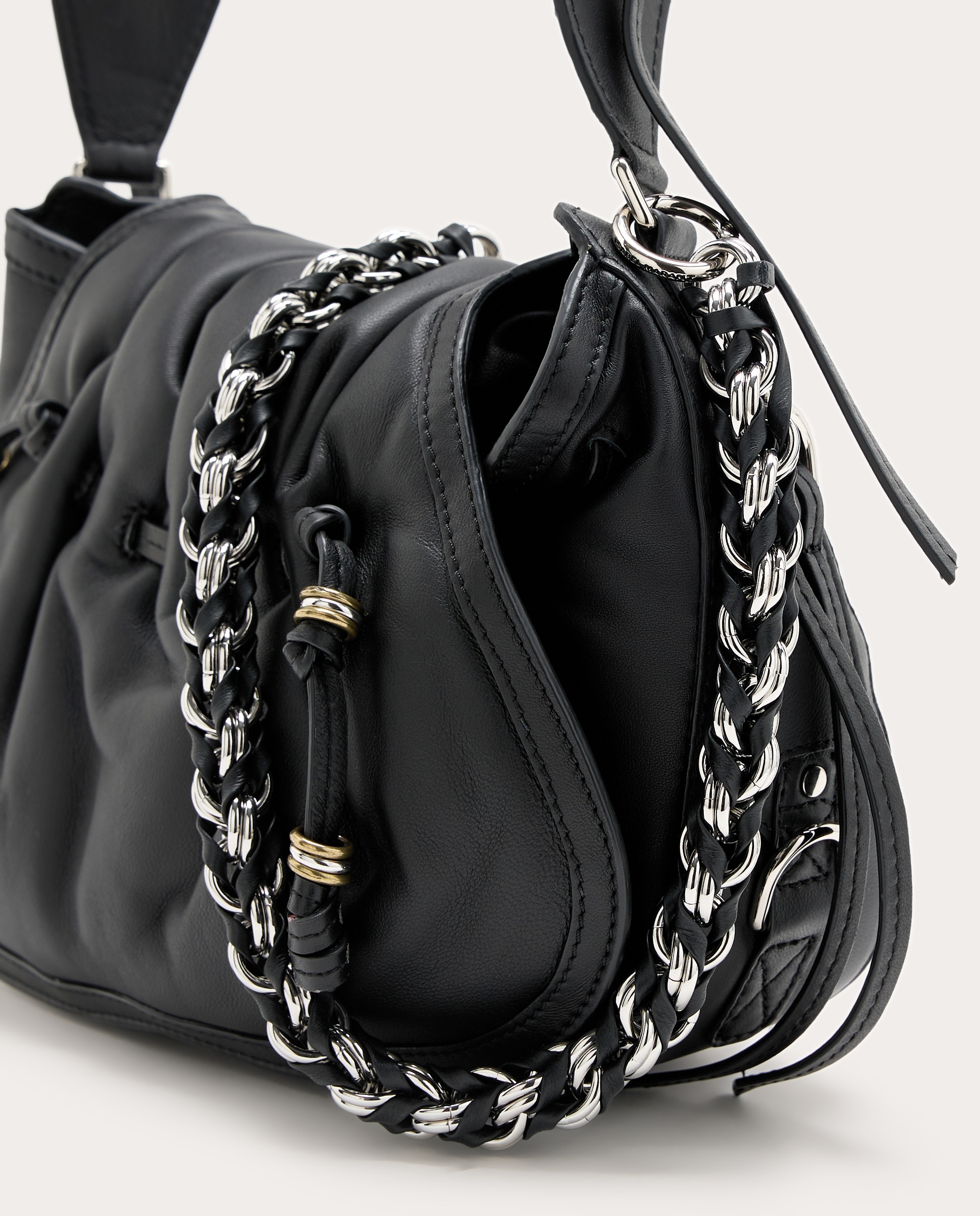 Bolso de hombro Bolton de piel - Negro Negro-4