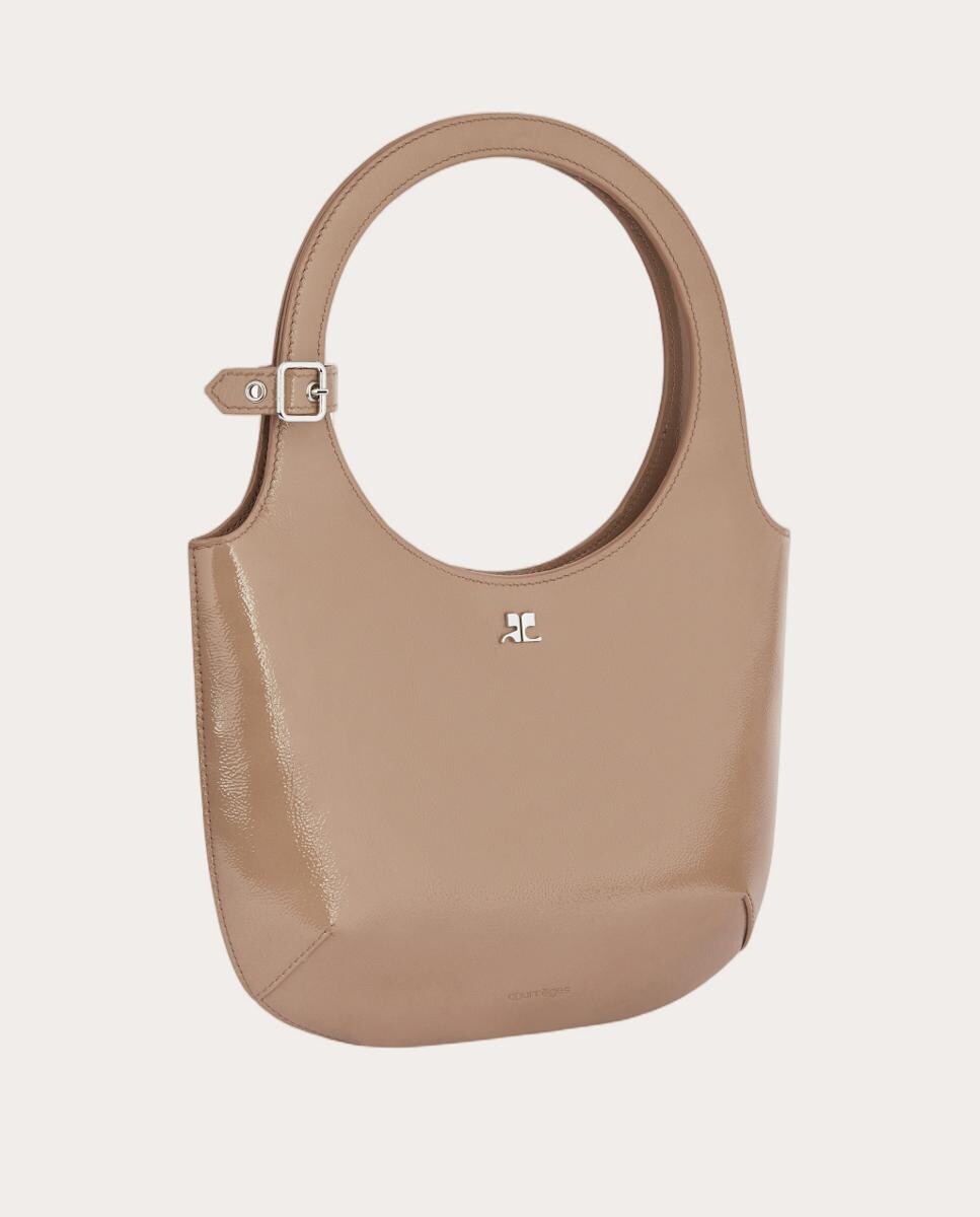 Bolso de mano de piel Marrón-2