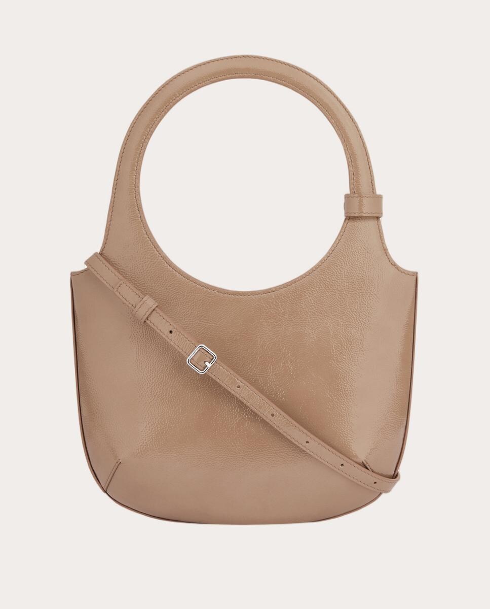 Bolso de mano de piel Marrón-3