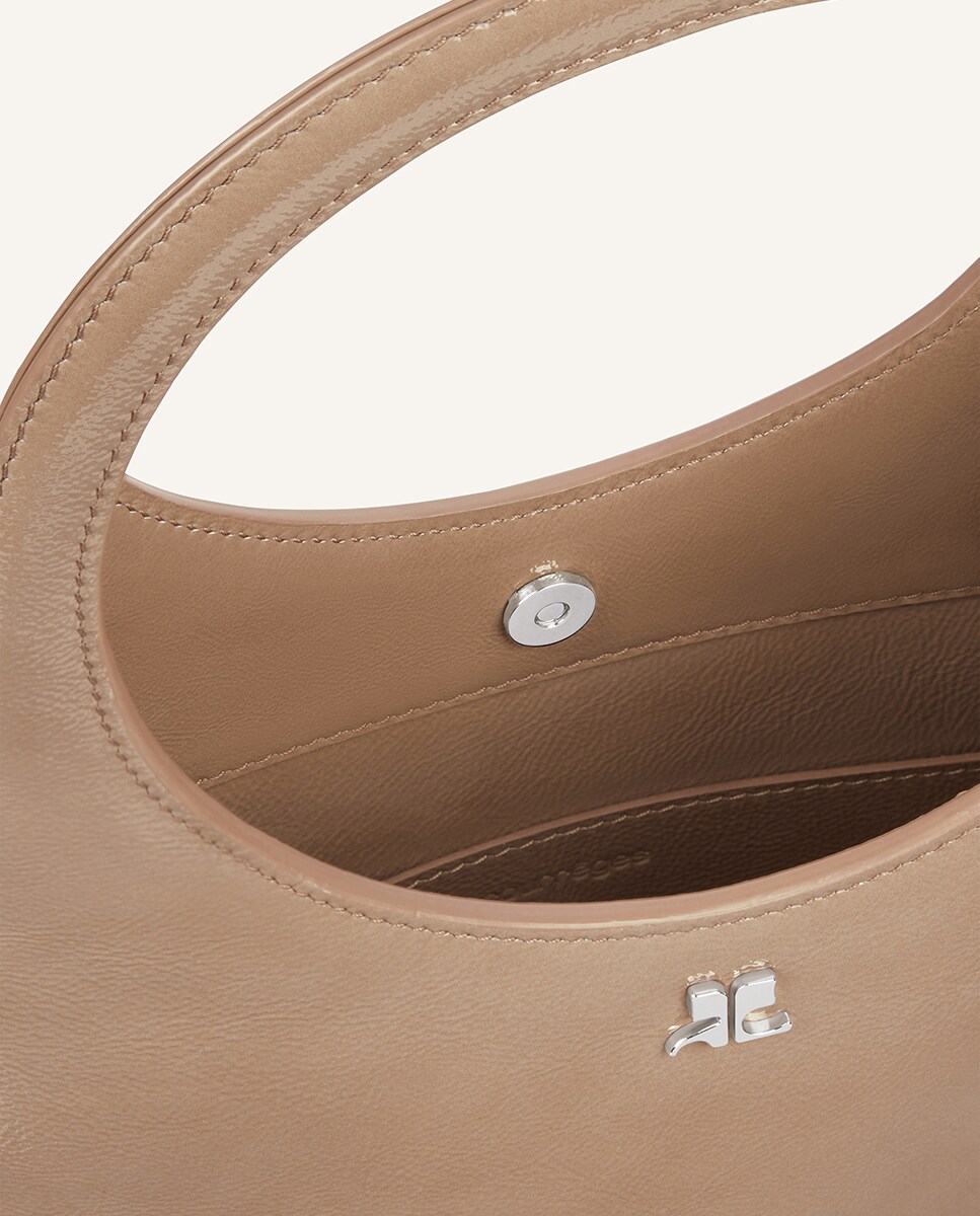 Bolso de mano de piel Marrón-5