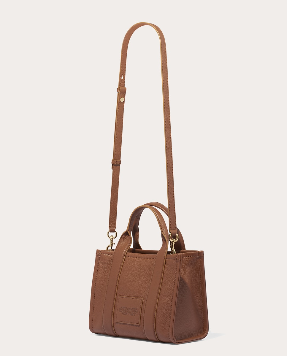 Mala Shopper Traveler Mini em Pele Castanho-claro-3