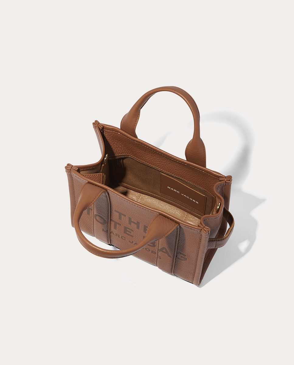Mala Shopper Traveler Mini em Pele Castanho-claro-7