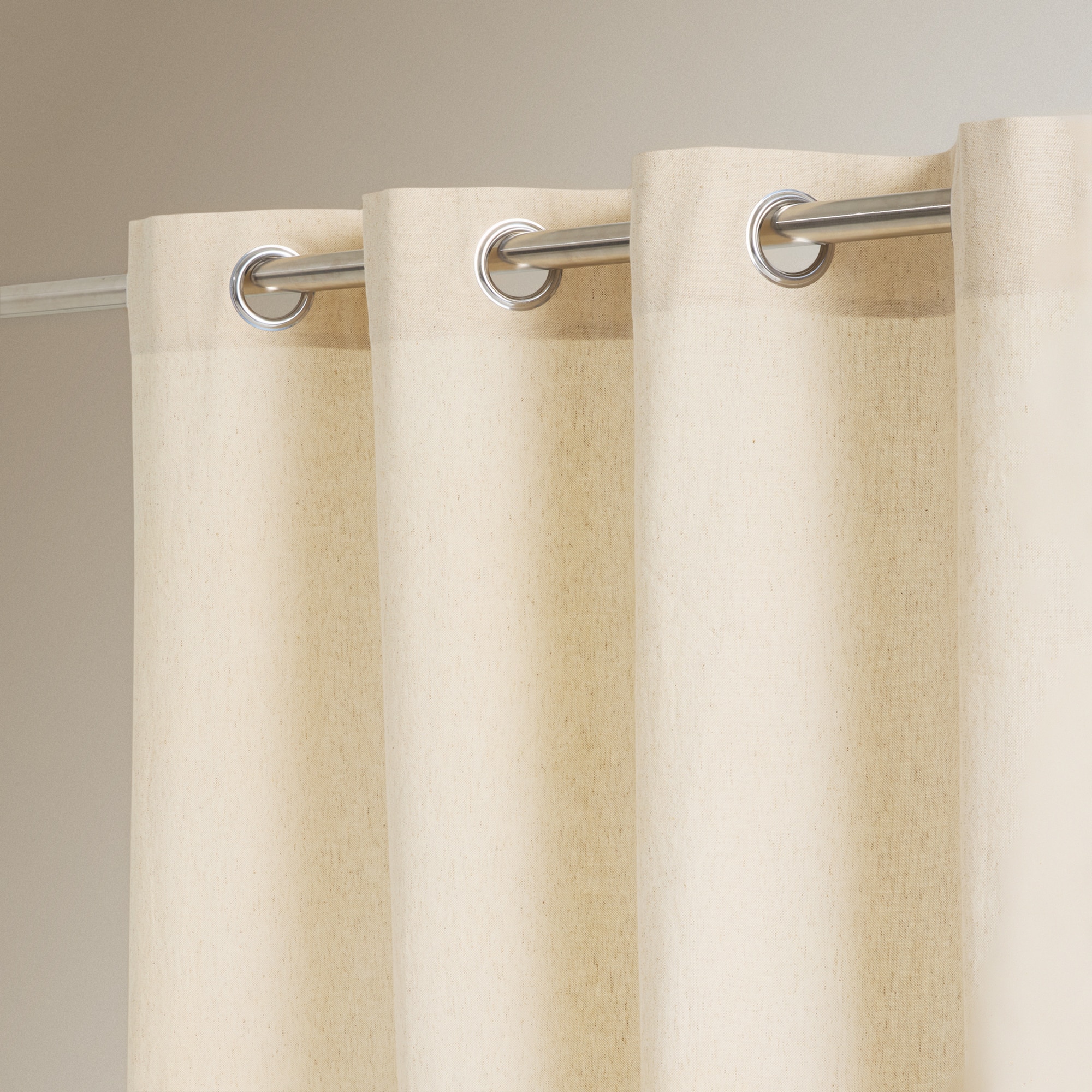 Cortina confeccionada com argolas Basic El Corte Inglés Linho-3