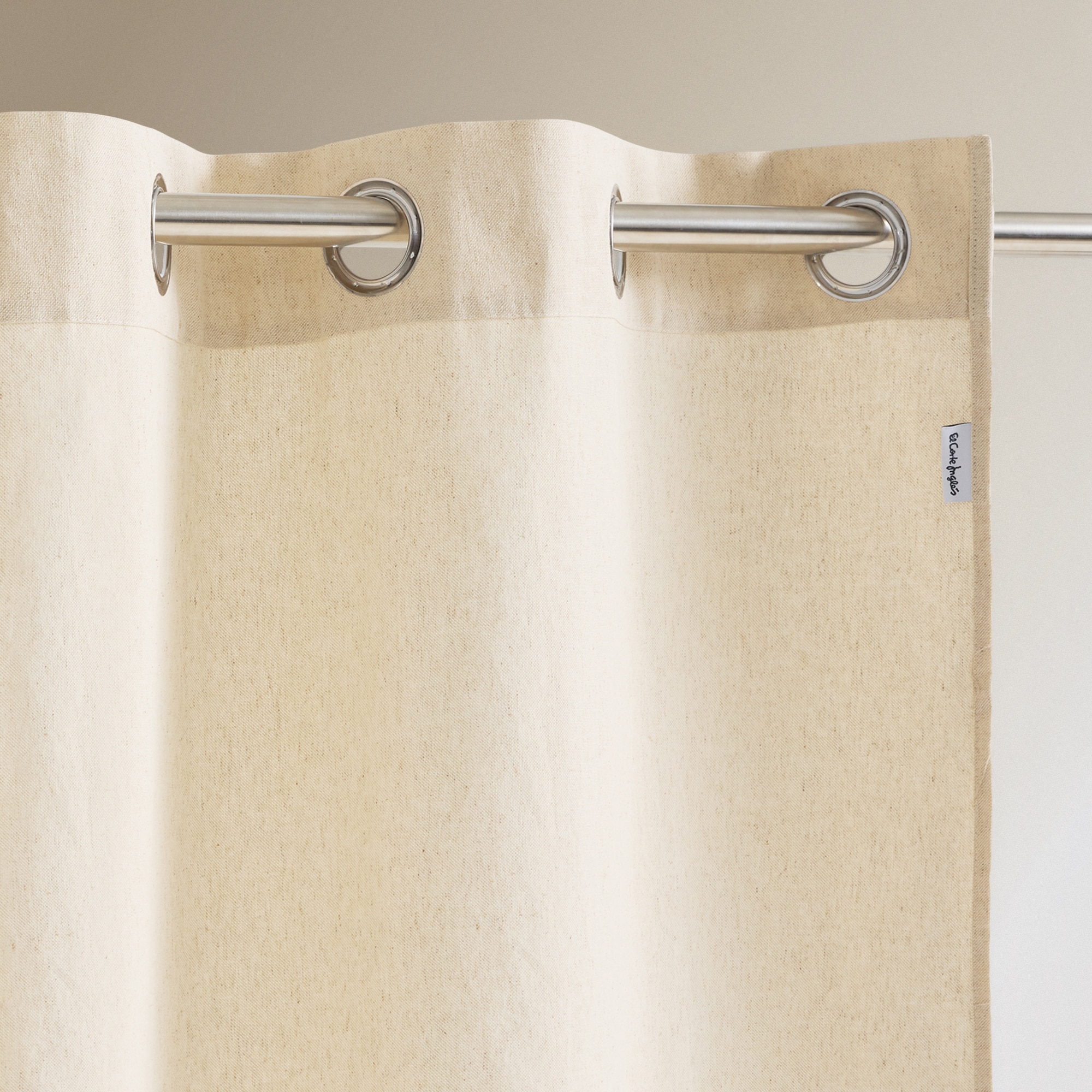 Cortina confeccionada com argolas Basic El Corte Inglés Linho-5
