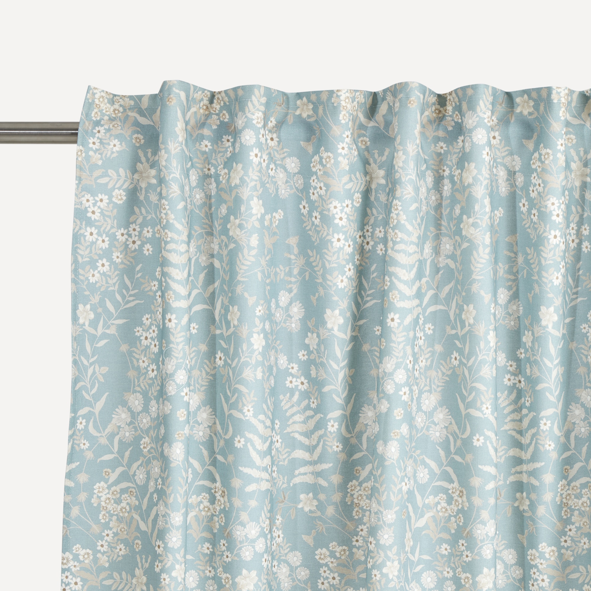 Cortina Confecionada com Sistema Multiusos Fleurs Azul-2