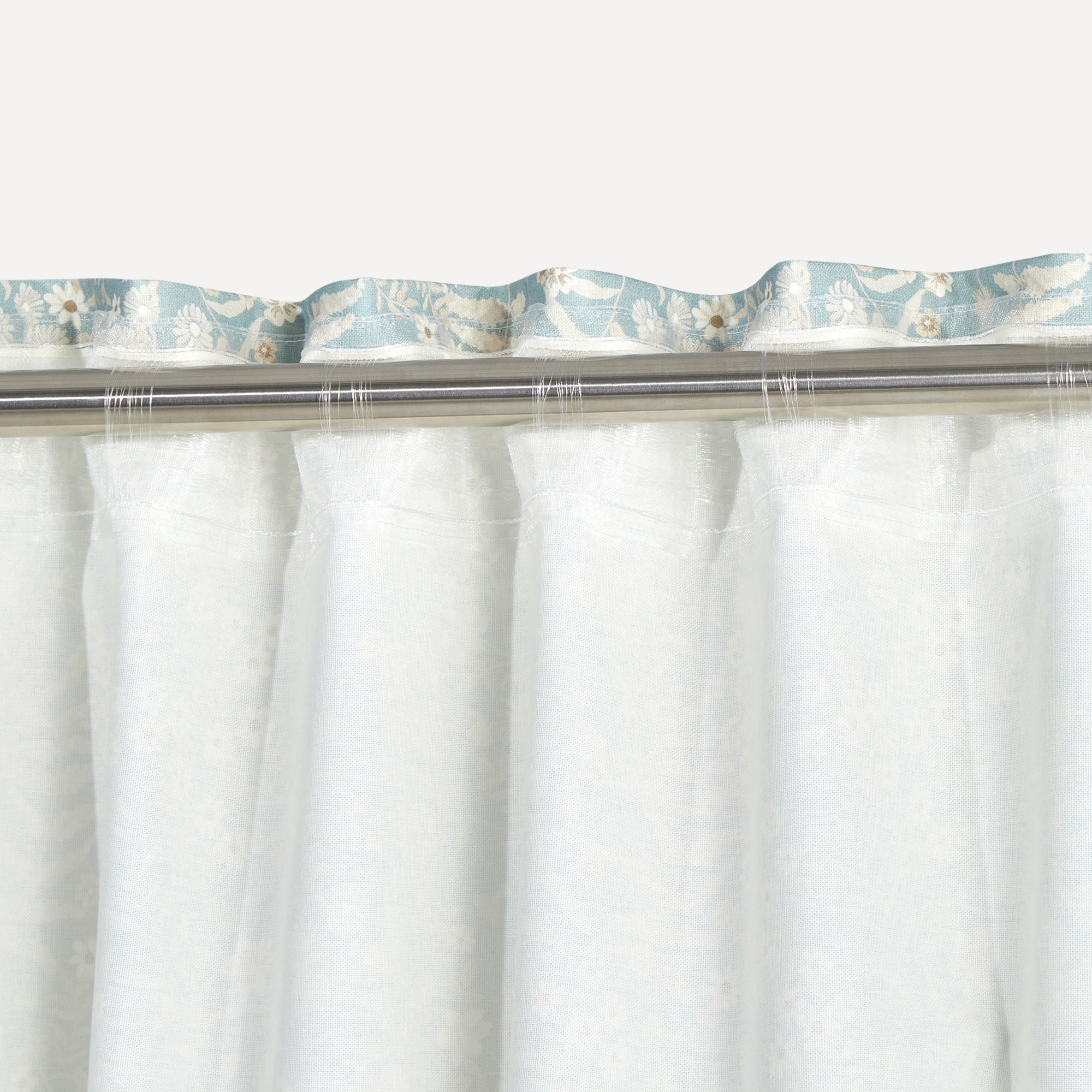 Cortina Confecionada com Sistema Multiusos Fleurs Azul-3