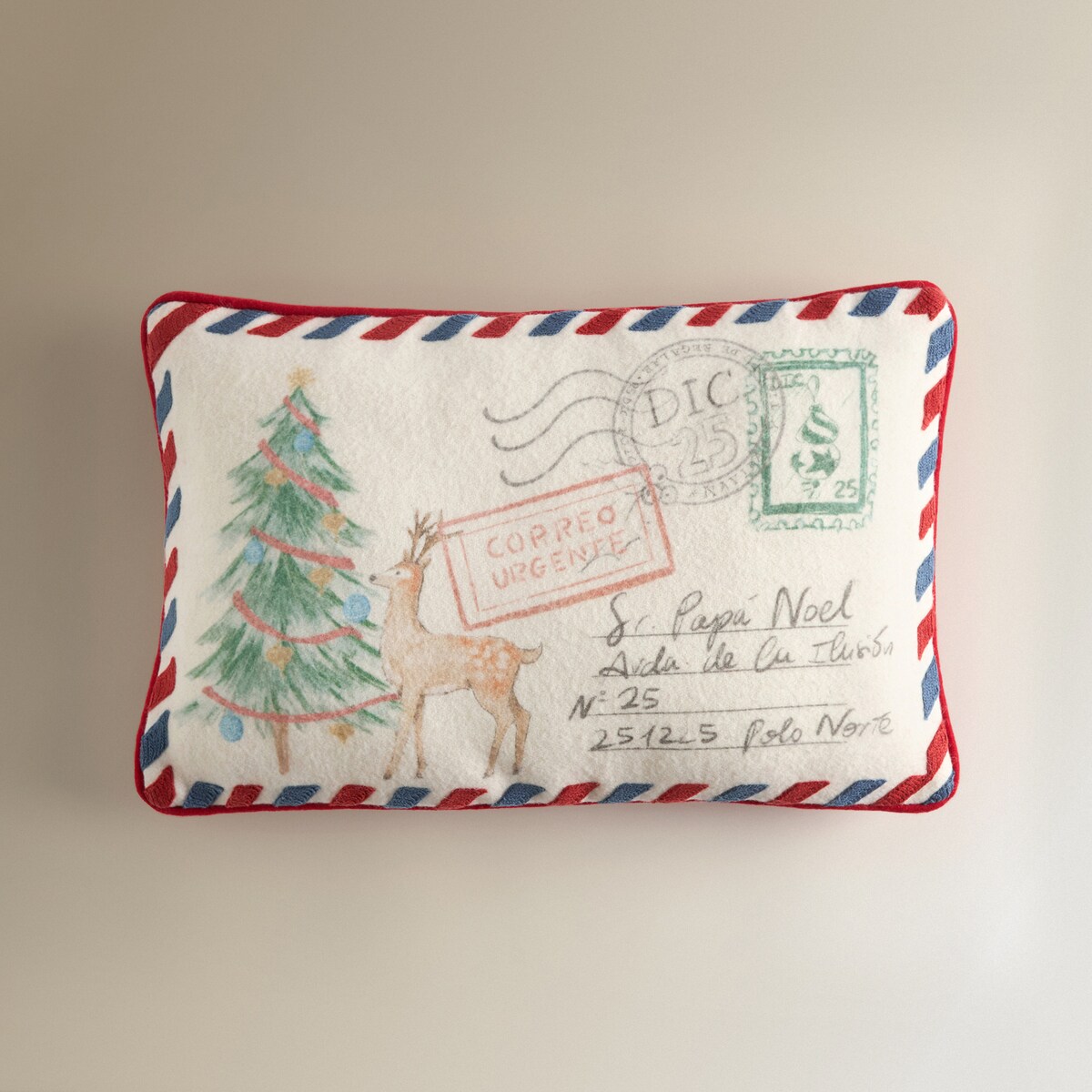 Almofada Decorativa Retangular Santas Letter Multicolor-2