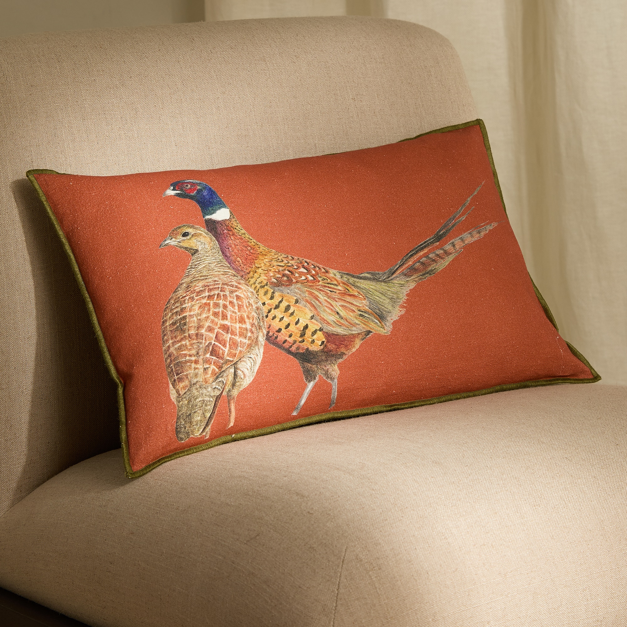 Almofada Decorativa Retangular Pheasans Laranja-1