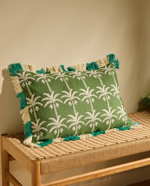 Cojín decorativo rectangular bordado Sao Palm