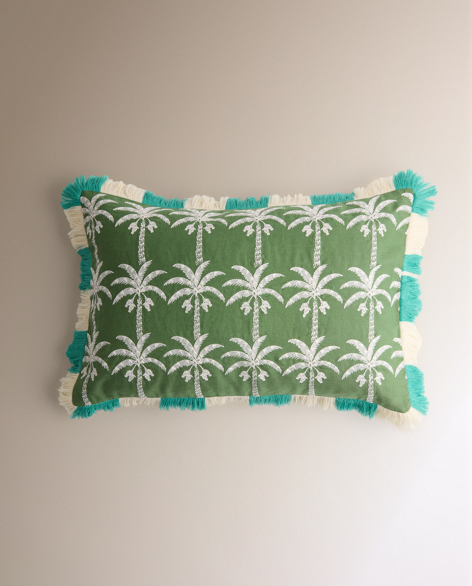 Almofada Decorativa Retangular com Bordado Sao Palm Verde-2