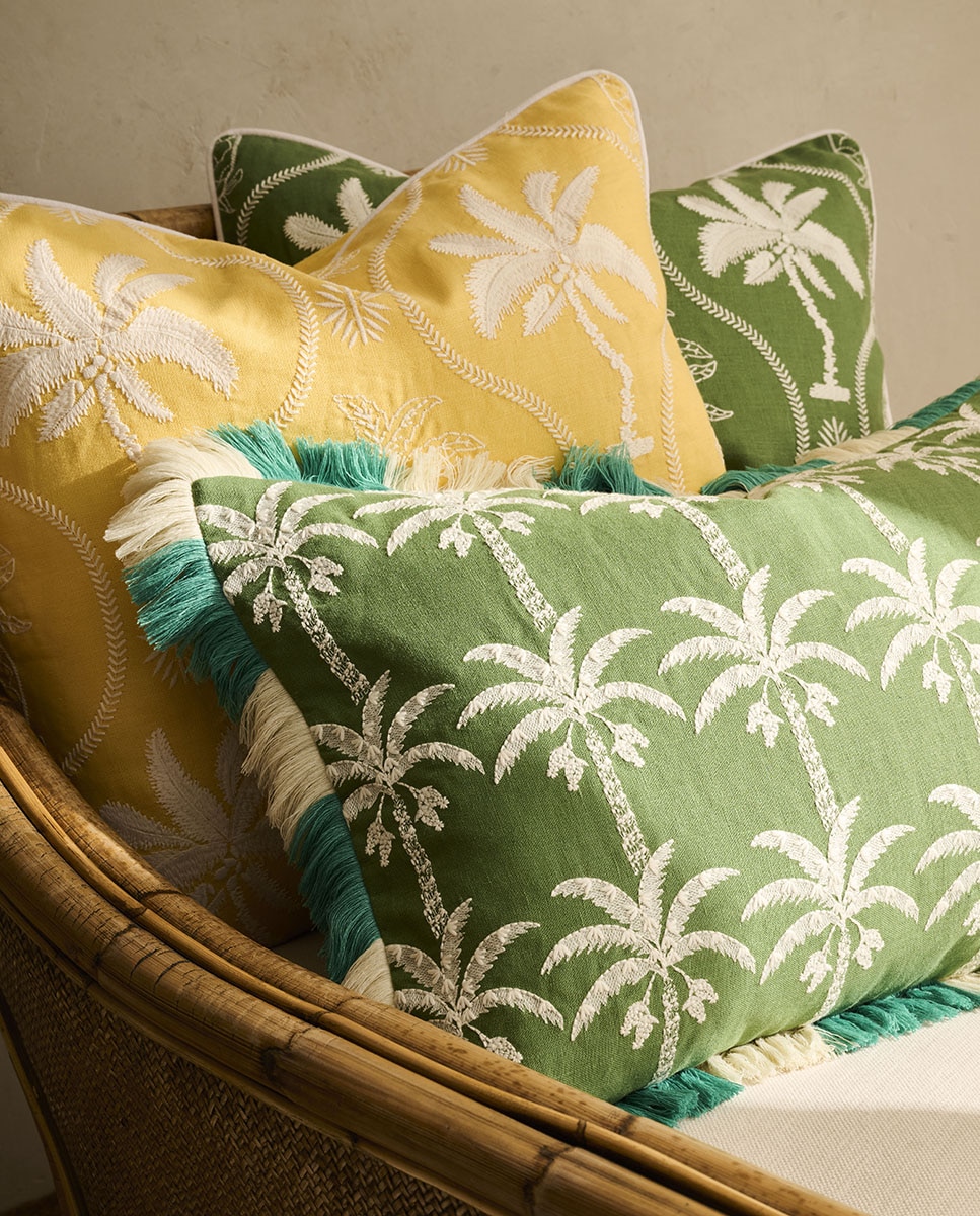 Almofada Decorativa Retangular com Bordado Sao Palm Verde-5