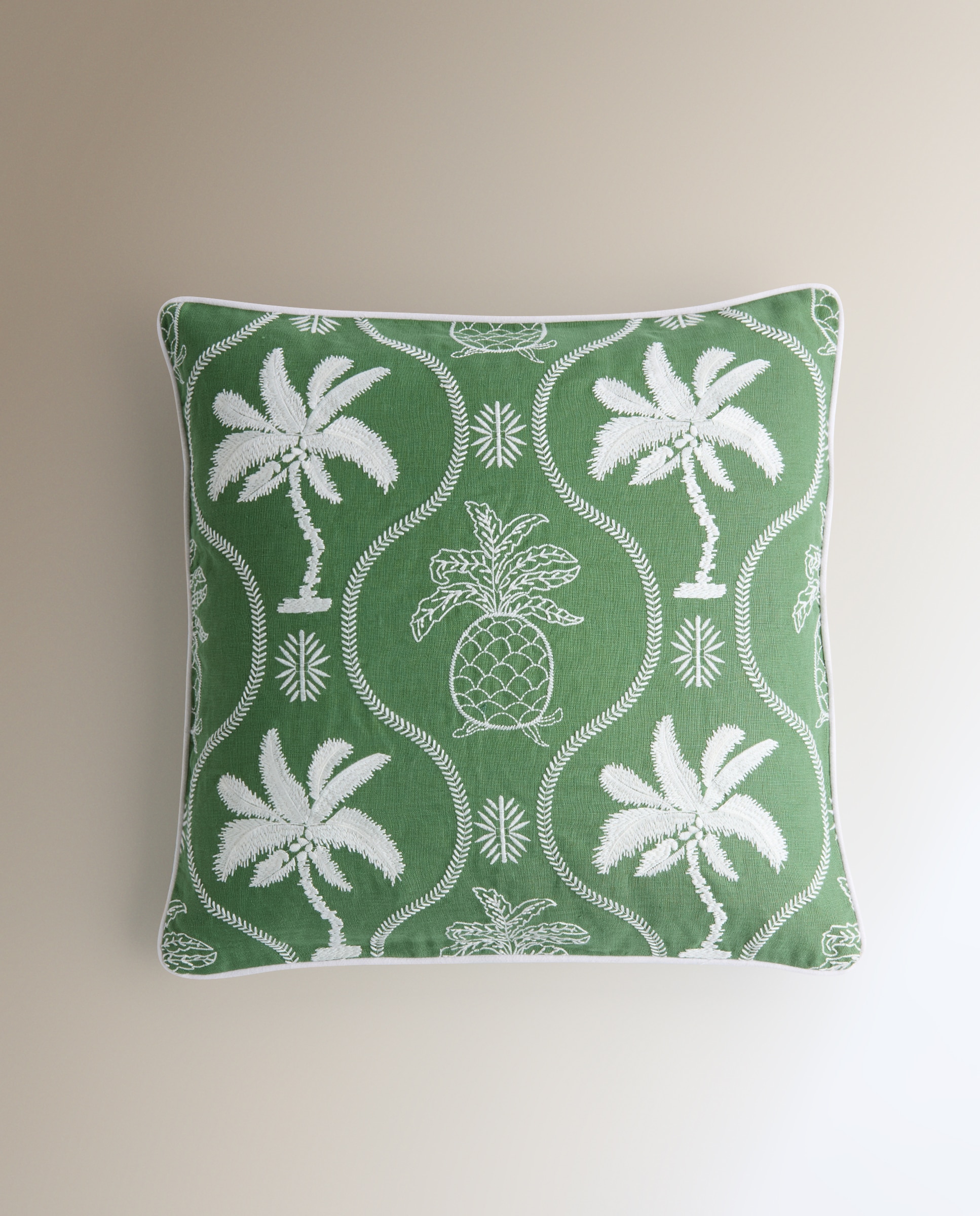 Cojín decorativo bordado Paradise - Amarillo 50 x 50 cm Verde-2