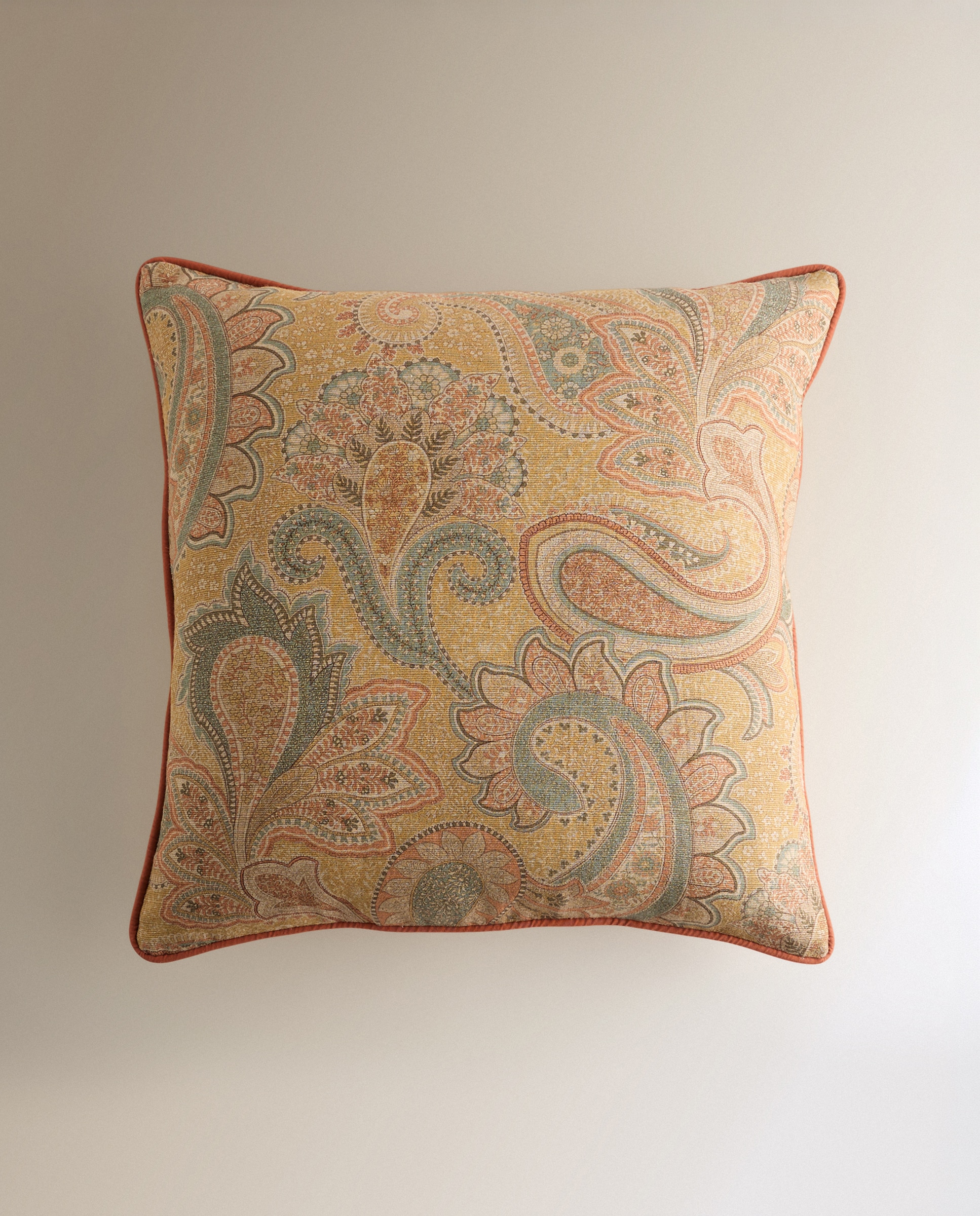 Imagen 2 de Cojín decorativo Paisley - Amarillo 50 x 50 cm Amarillo