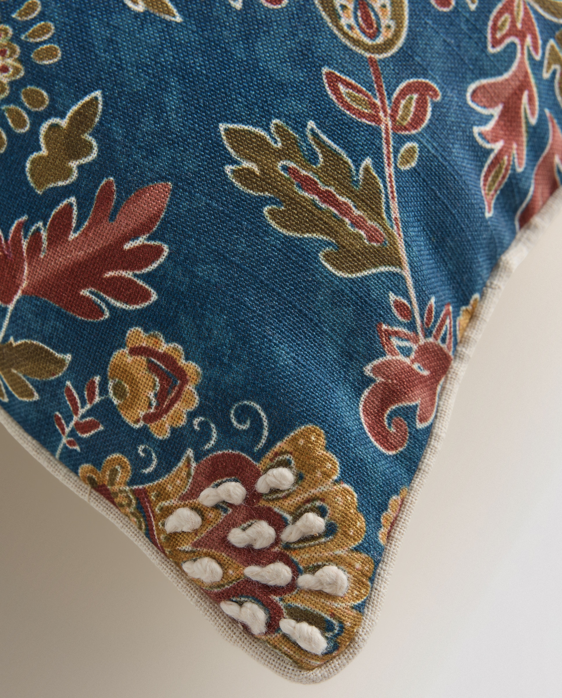 Cojín decorativo rectangular bordado Indian - Azul 30 x 50 cm Azul-4