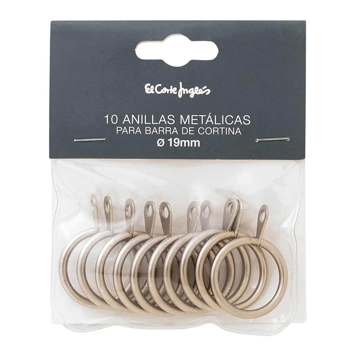 Pack de 10 anillas para cortina El Corte Inglés - Acero Diámetro 1,9 cm Acero-2