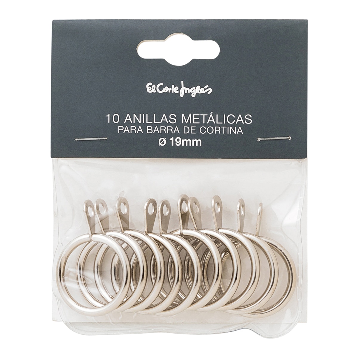 Pack de 10 anillas para cortina El Corte Inglés - Níquel Diámetro 1,9 cm Níquel-2