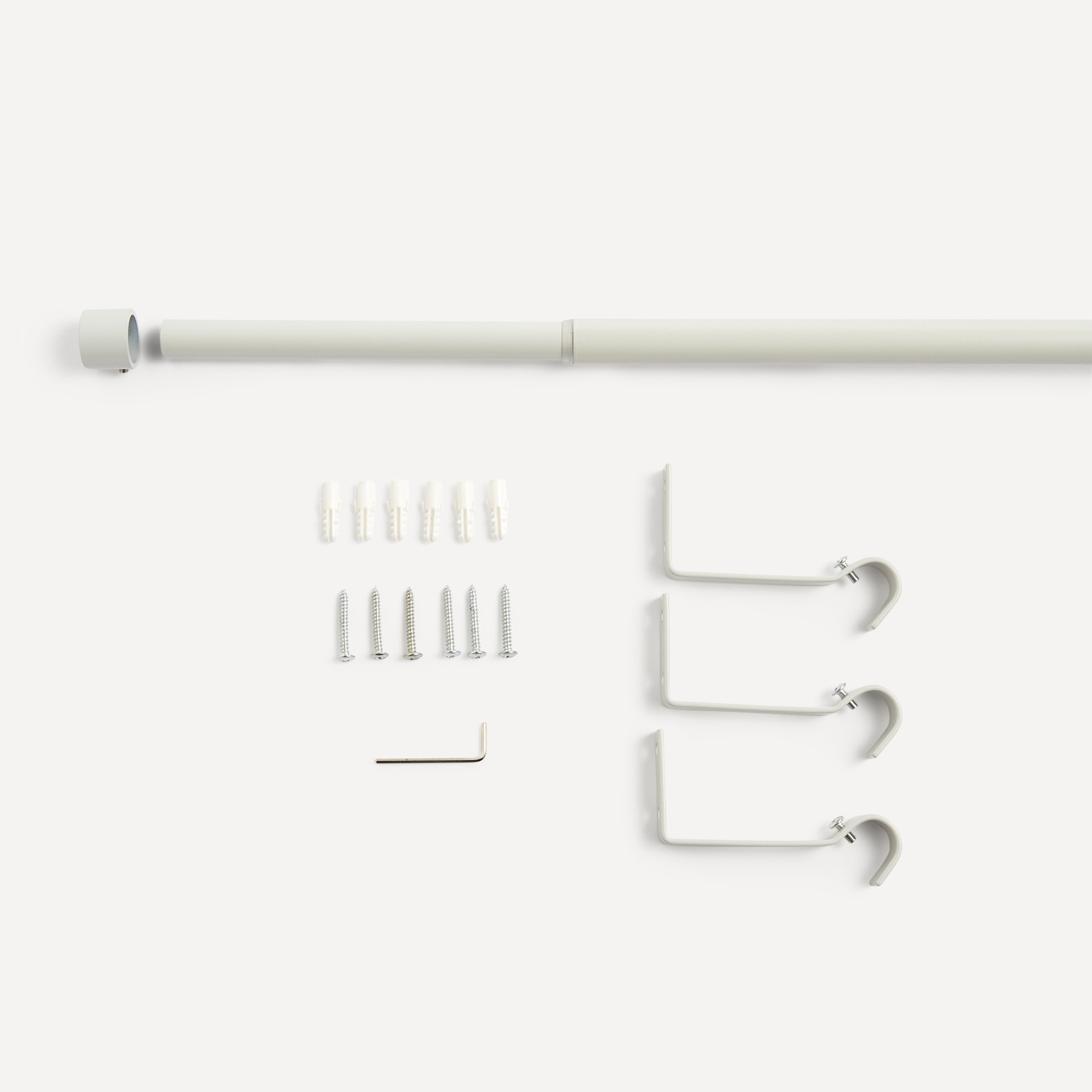Juego de barra extensible hasta 210 cm. Tapón El Corte Inglés - Blanco mate Blanco mate-3